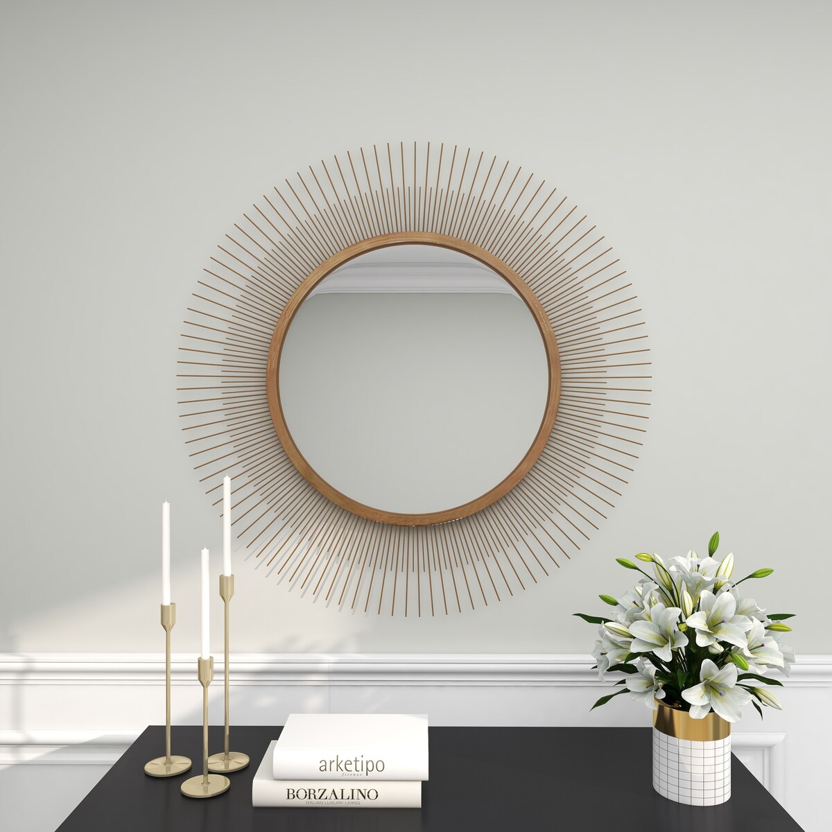 Metal Starburst Room Wall Mirror - Gold - Roche River Decor