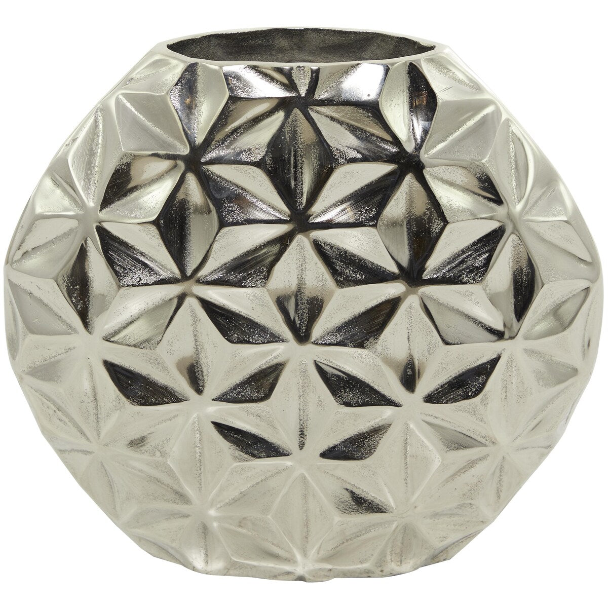 Aluminum Metal Geometric Faceted Decorative Vase - Silver, Black or Gold - CosmoLiving by Cosmopolitan