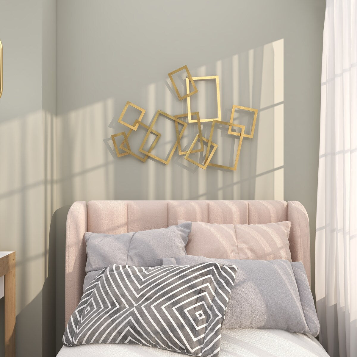 Metal Geometric Overlapping Rectangle Home Wall Decor - Gold - CosmoLiving by Cosmopolitan