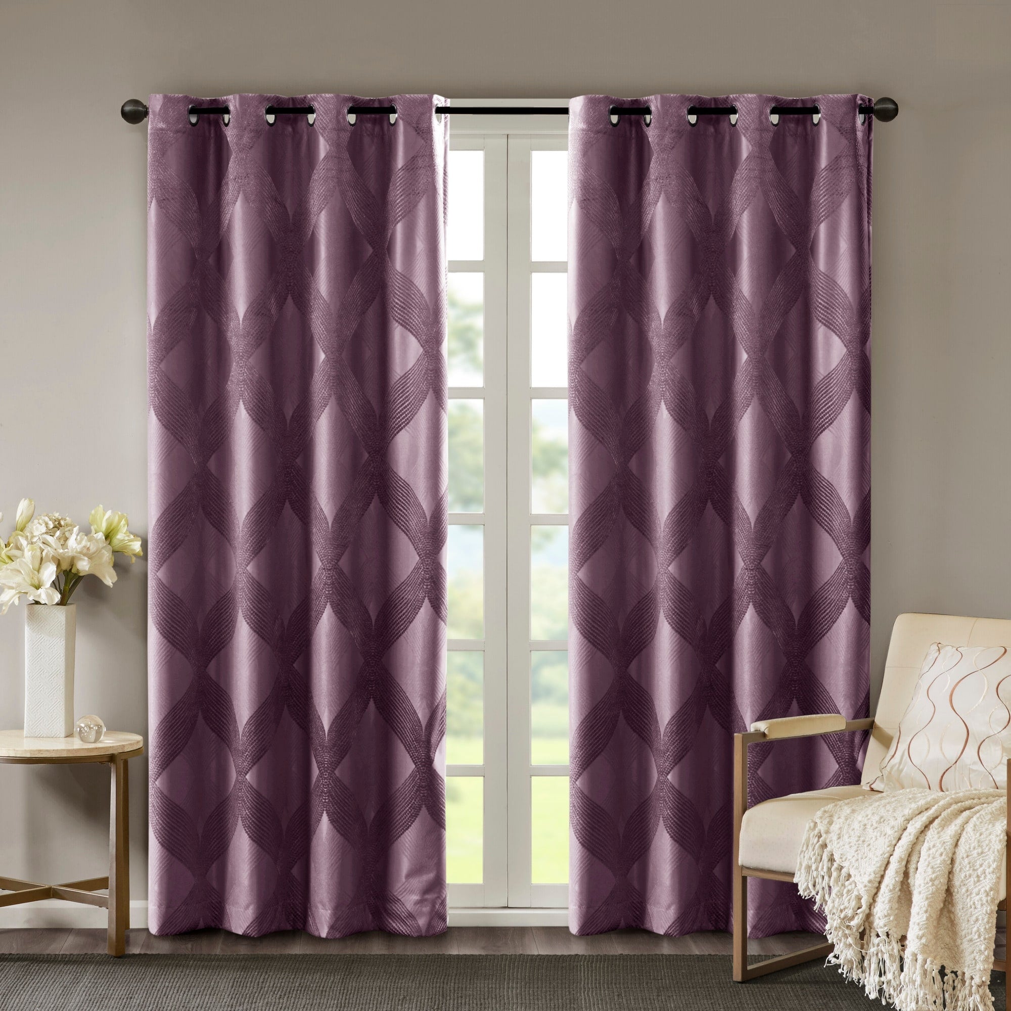 SunSmart Abel Ogee Knitted Jacquard Total Blackout Curtain Panel