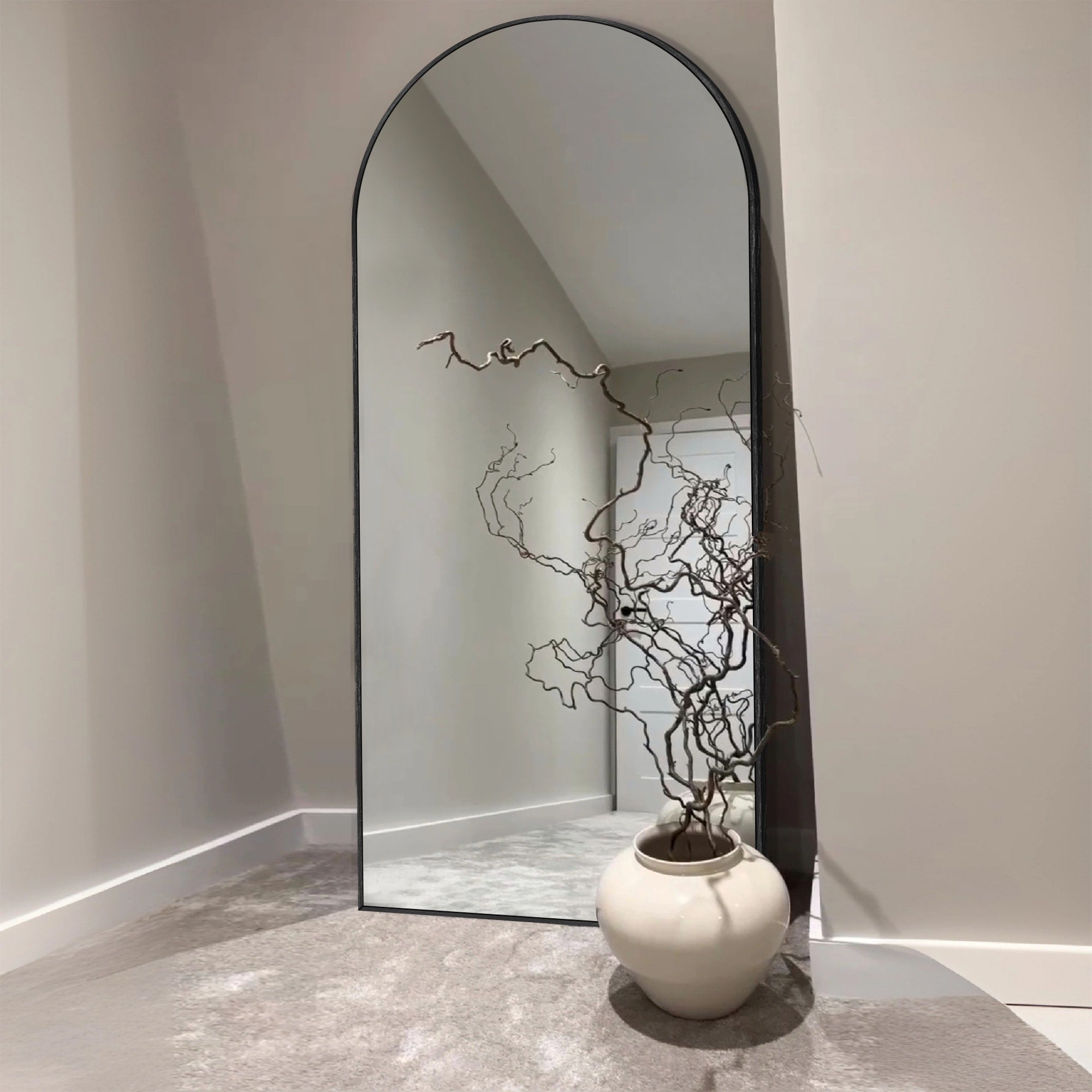 Modern Arched Full Length Aluminum Alloy Floor Mirror Standing Mirror