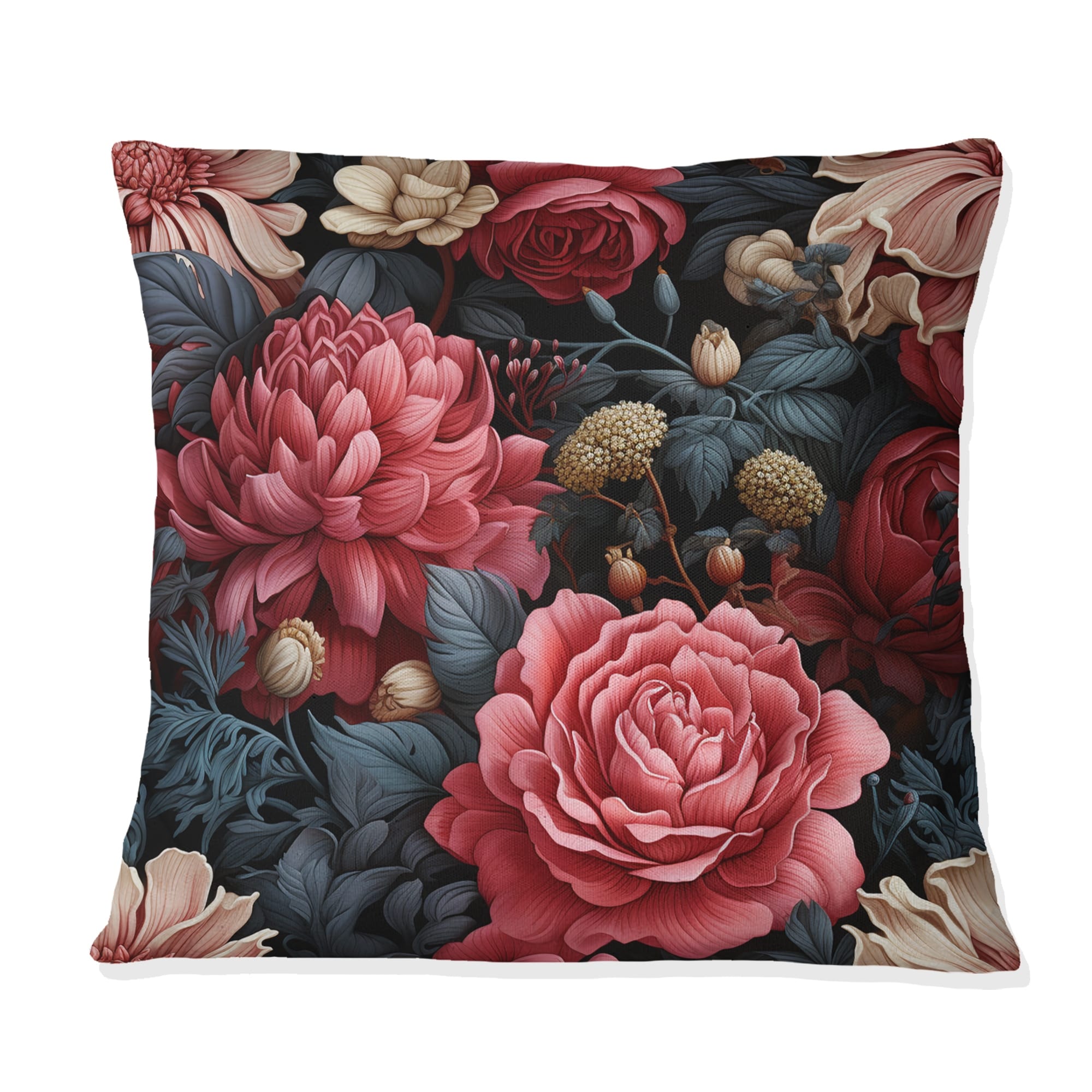 Designart Victorian Pink And Beige Floral Pattern II Floral Printed Throw Pillow