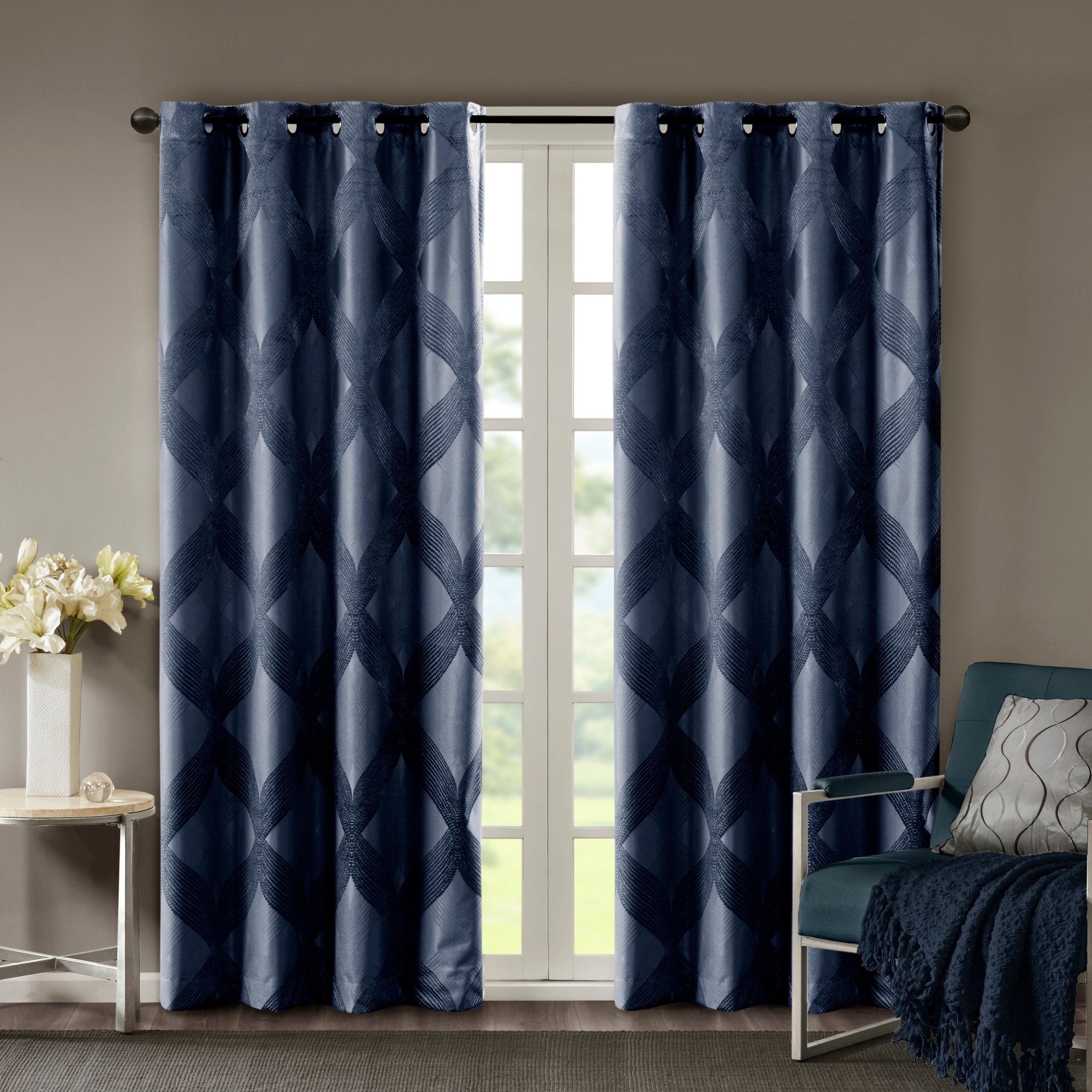 SunSmart Abel Ogee Knitted Jacquard Total Blackout Curtain Panel