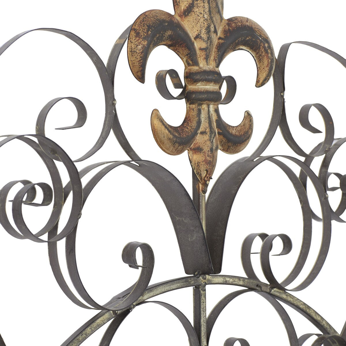 Metal Fleur De Lis Medallion Home Wall Decor with Detailed Scrollwork - Brown - Roche River Decor