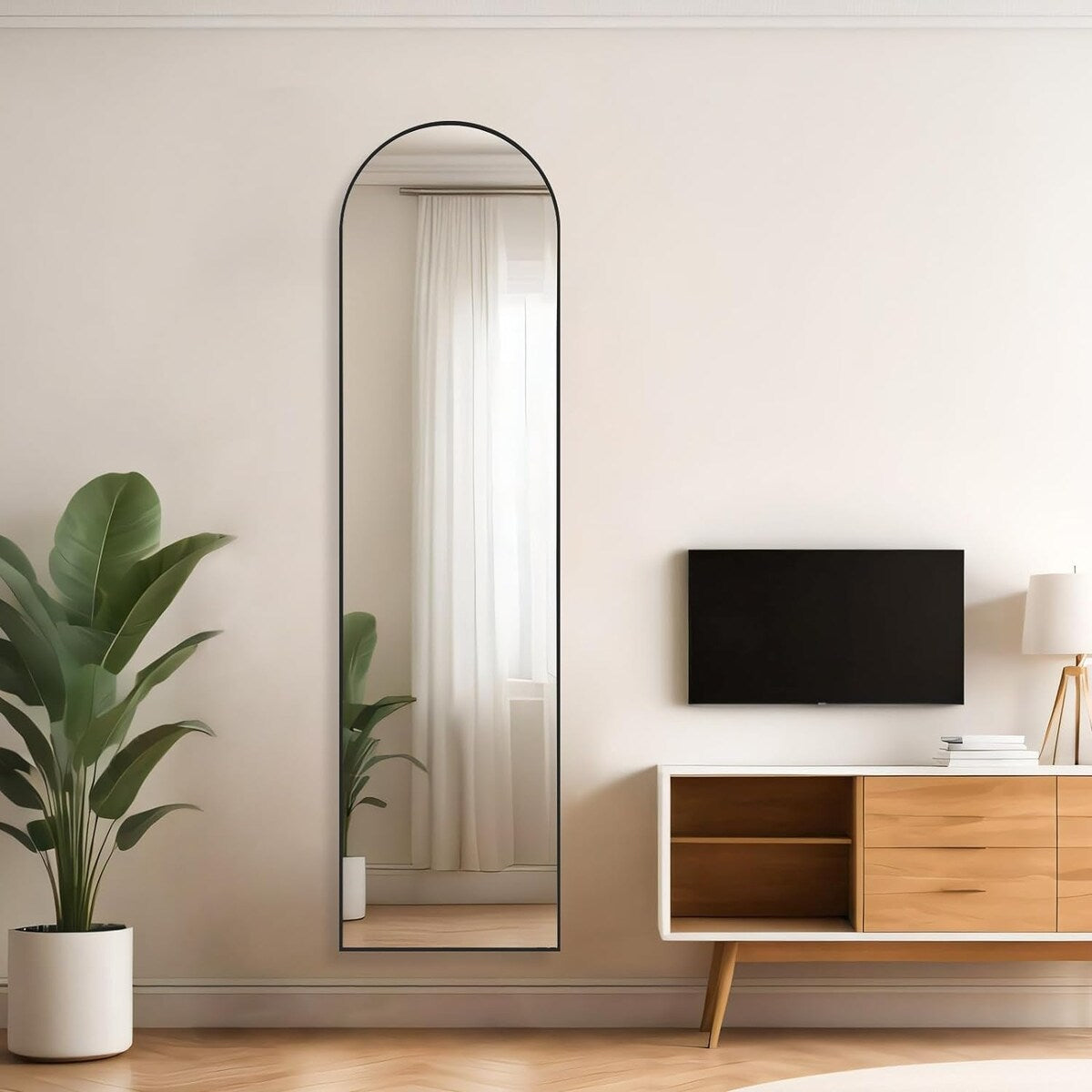 Full Length Mirror with Stand, Floor Mirror with Aluminum Alloy Frame for Bedroom, Standing Full Body Mirror for Wall, Cloakroom