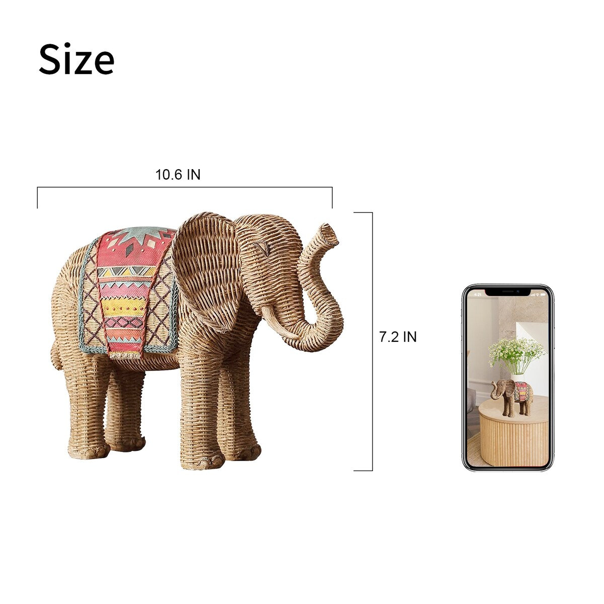 Resin Elephant Decor Statue - 7inches