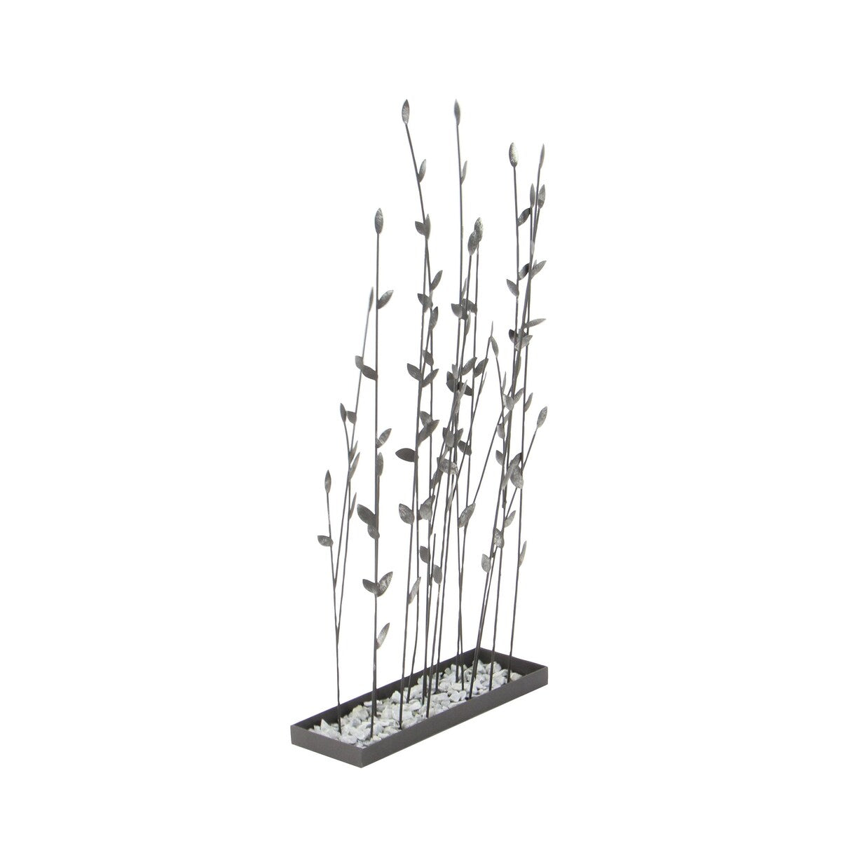 Metal Floral Decorative Sculpture with Loose Stones - Black - Roche River Decor