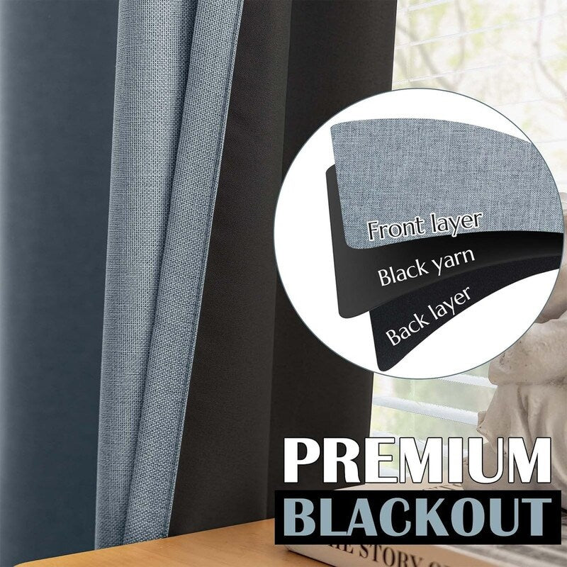 Blackout Curtains 84 Inch Length, 2 Panel Set, Living Room Insulated Curtains - 84L x 54W