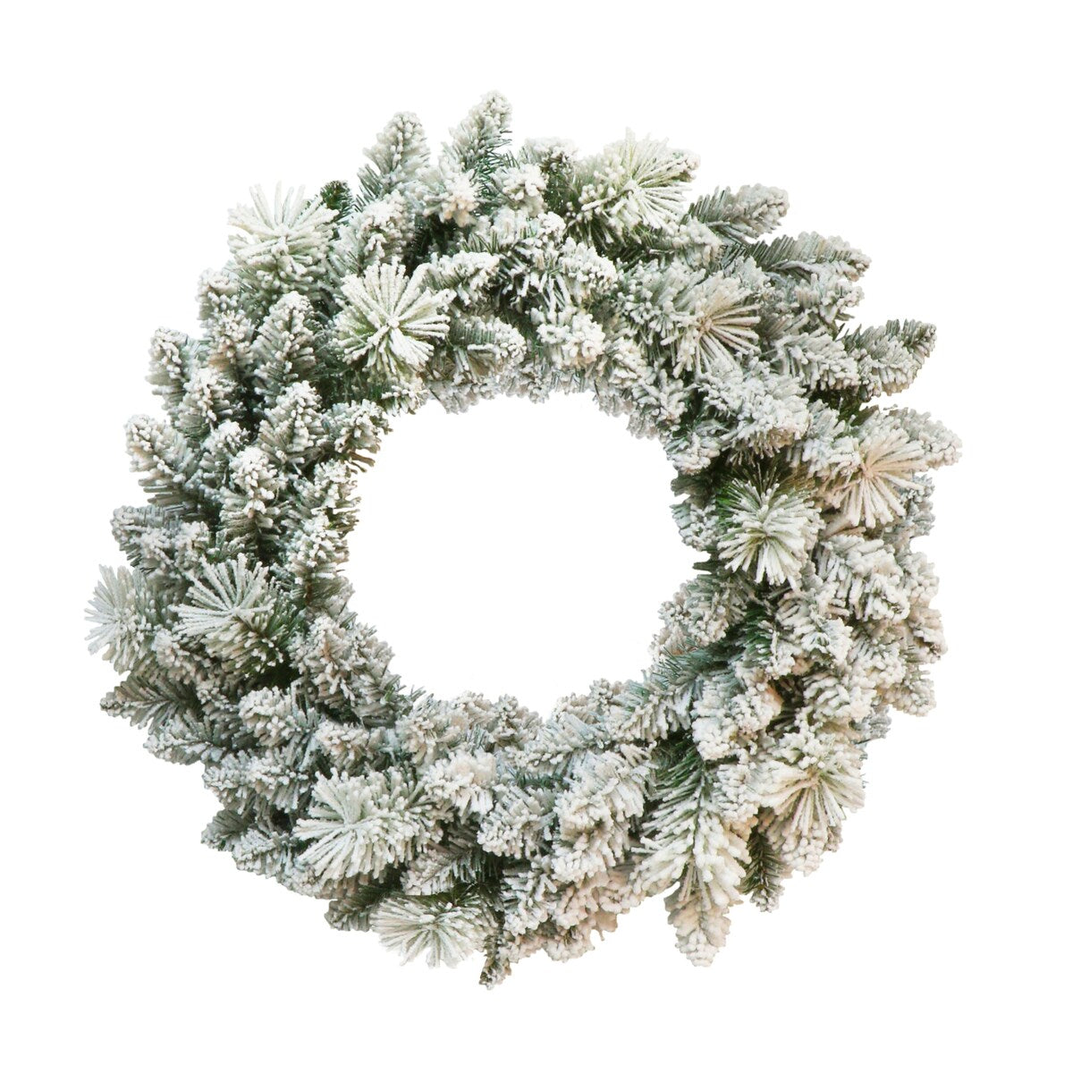 Puleo International 24 Flocked Spruce Wreath - Green - 24