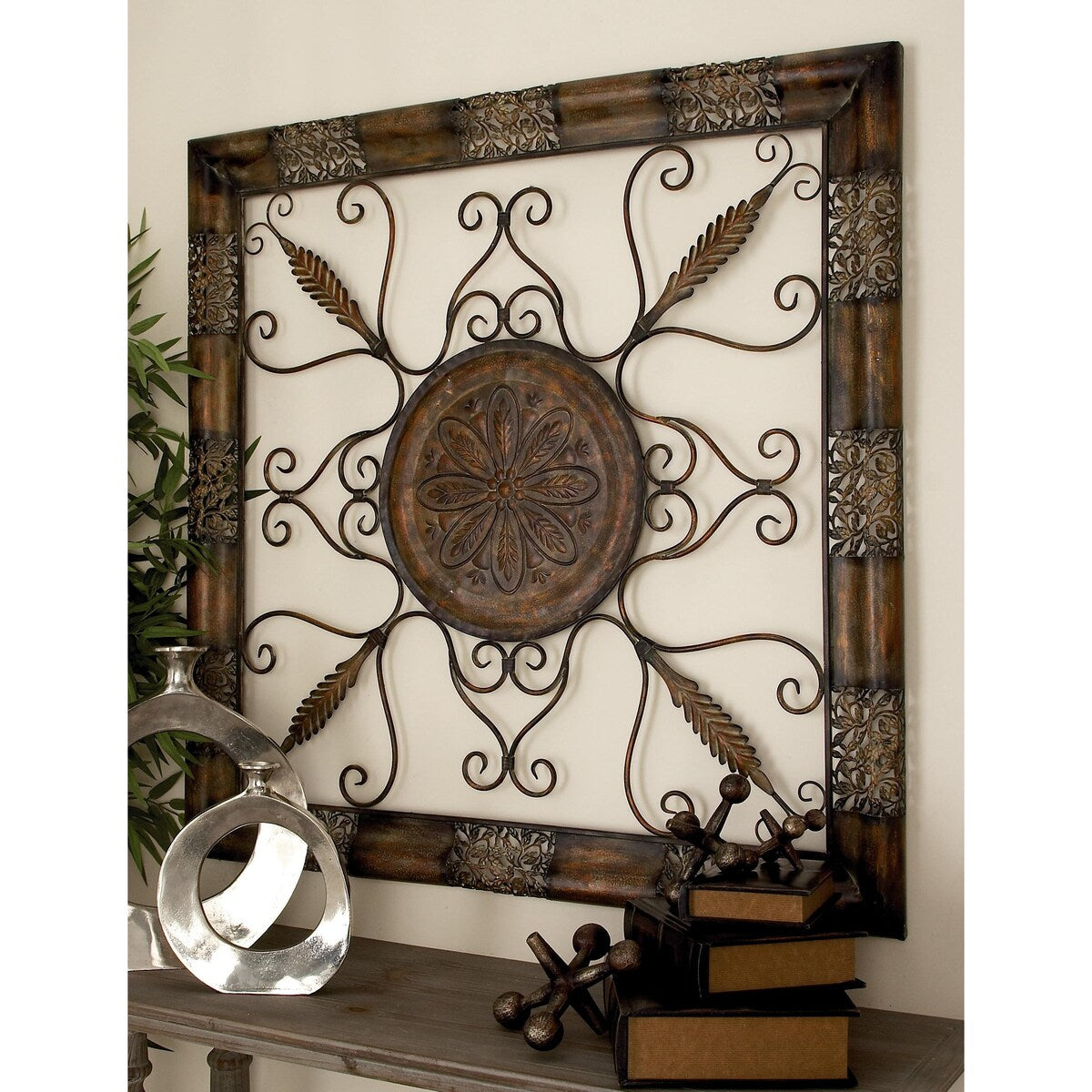 Metal Scroll Home Wall Decor - Brown - Roche River Decor