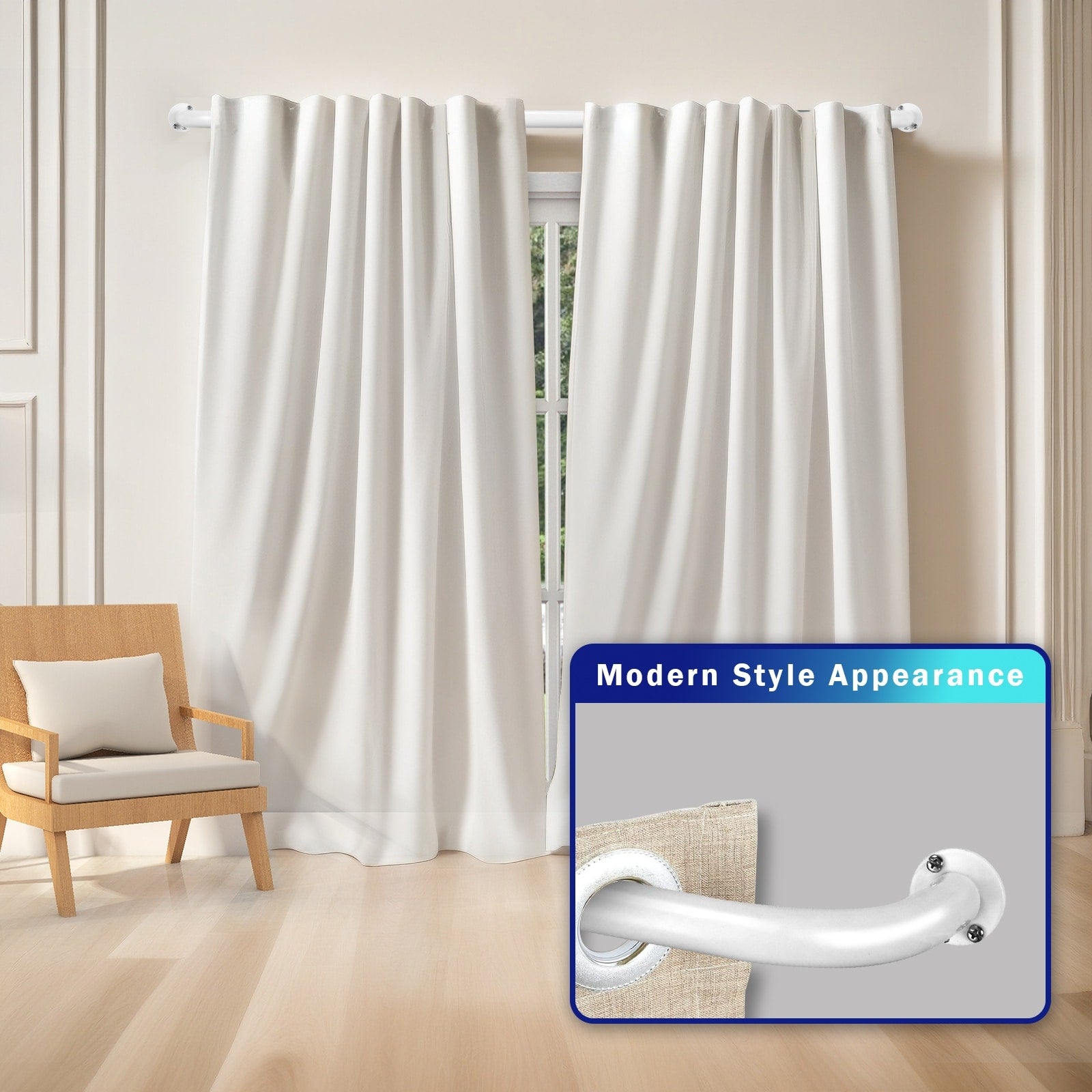 Energy-saving Wraparound Adjustable French Blackout Curtain Rod Set