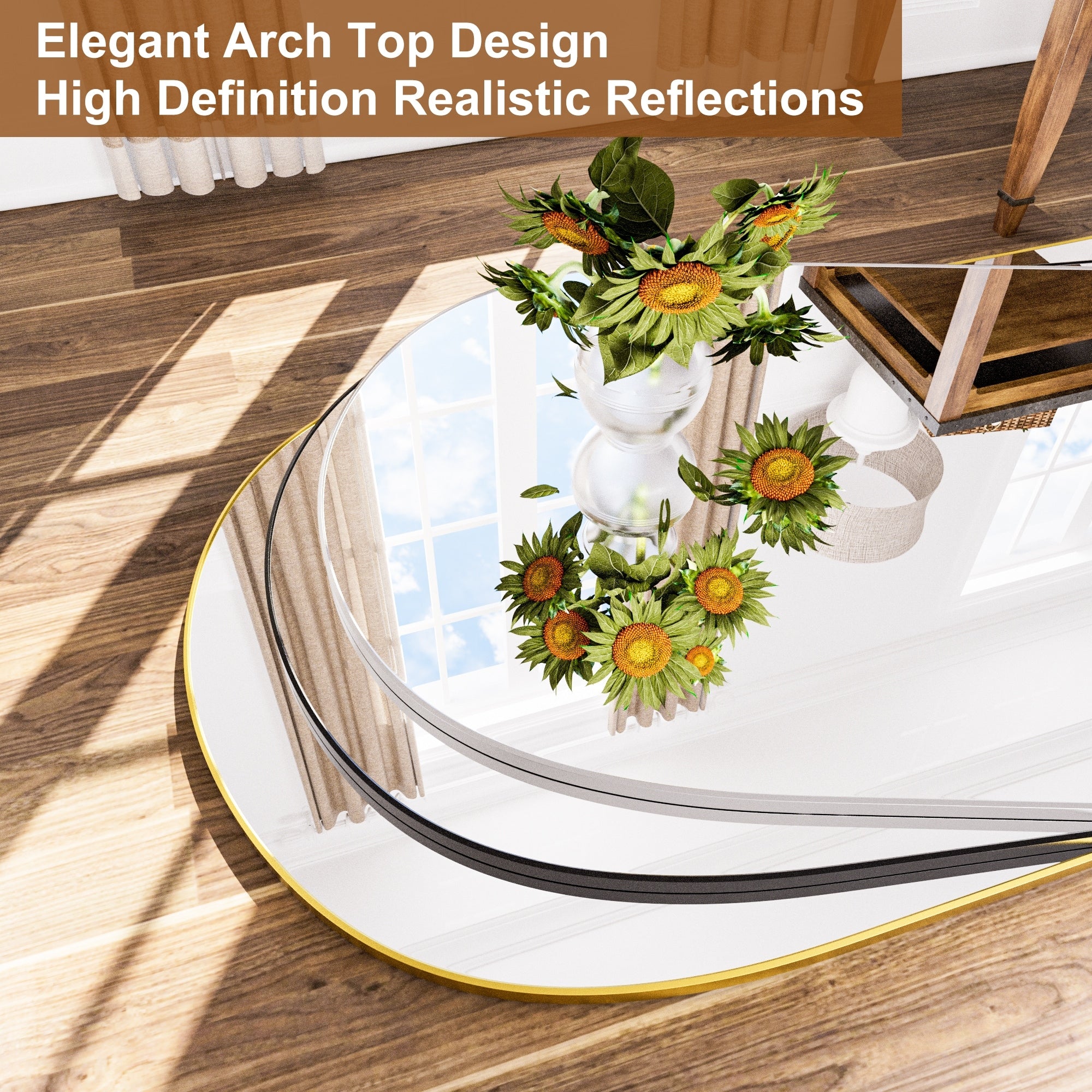 Modern Arched Full Length Aluminum Alloy Floor Mirror Standing Mirror