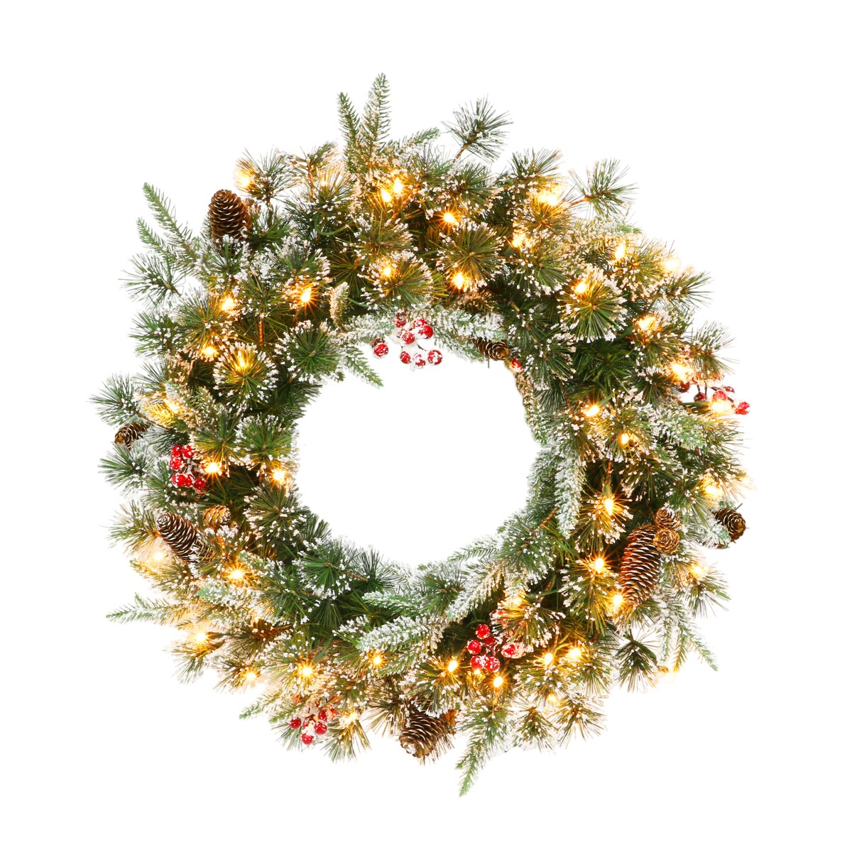 Puleo International 24 Pre-Lit Decorated Christmas Wreath