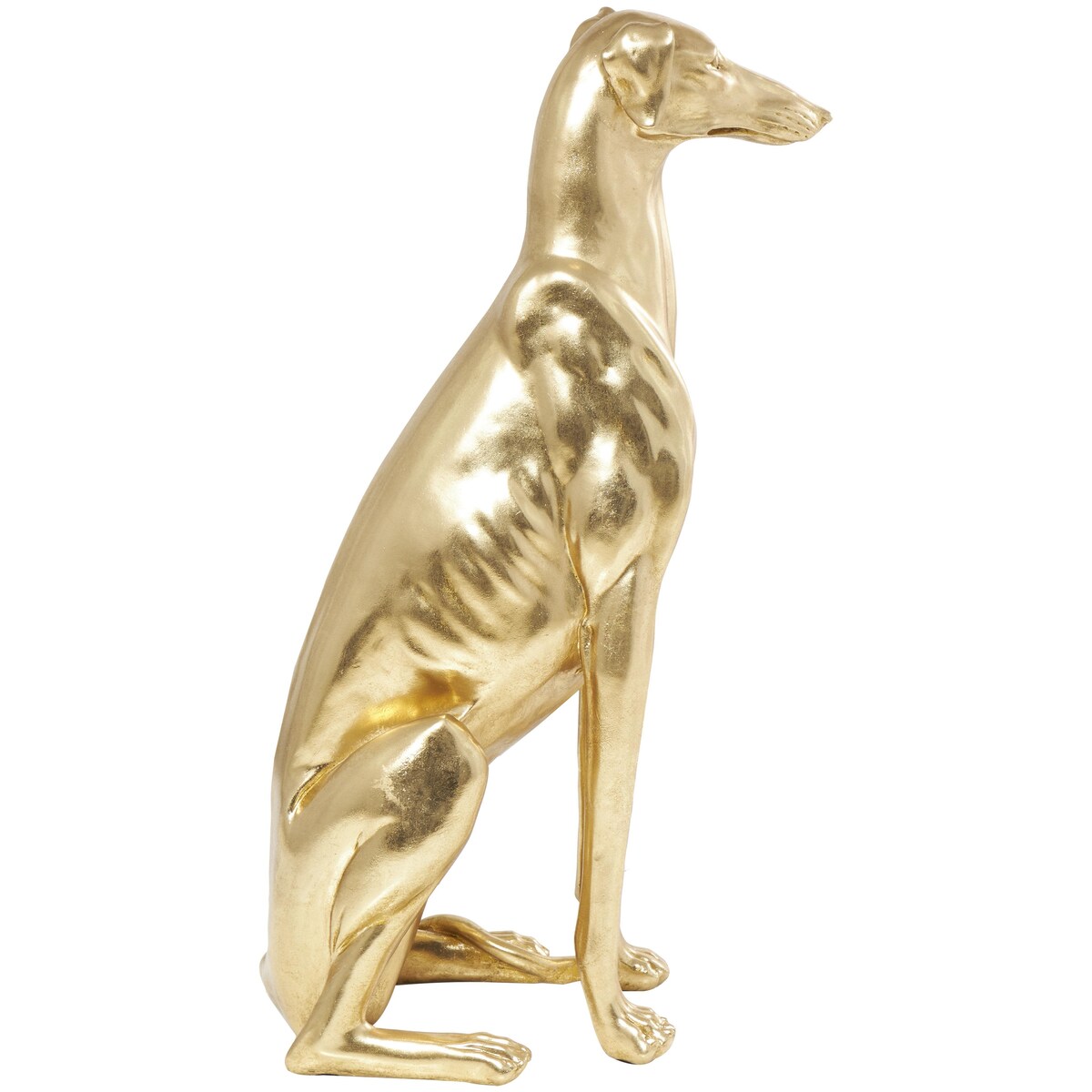 Resin Dog Sitting Greyhound Decorative Sculpture - Gold - Roche River Decor