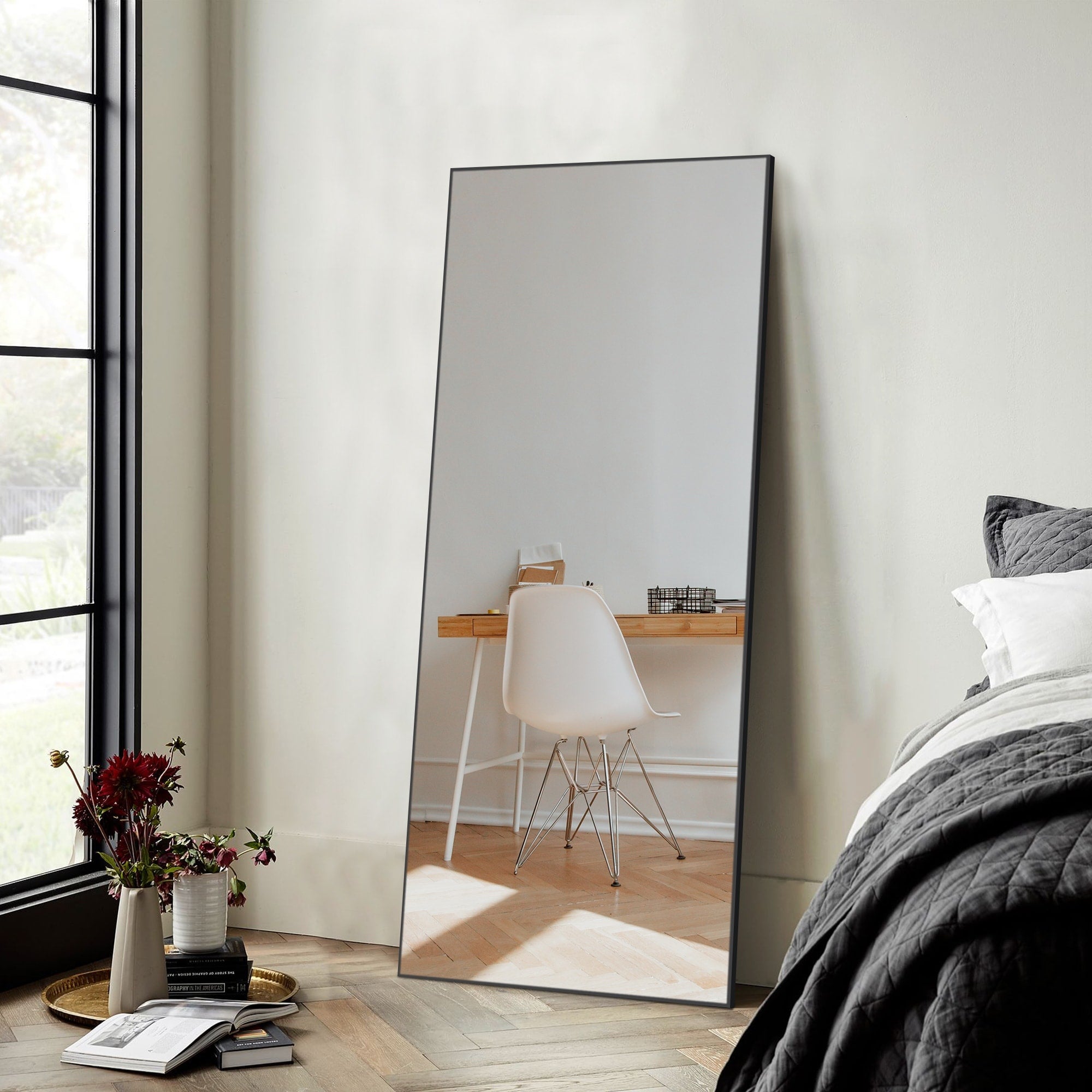 Rectangle Full Length Mirror,Floor Mirror with Stand,Hanging/Leaning