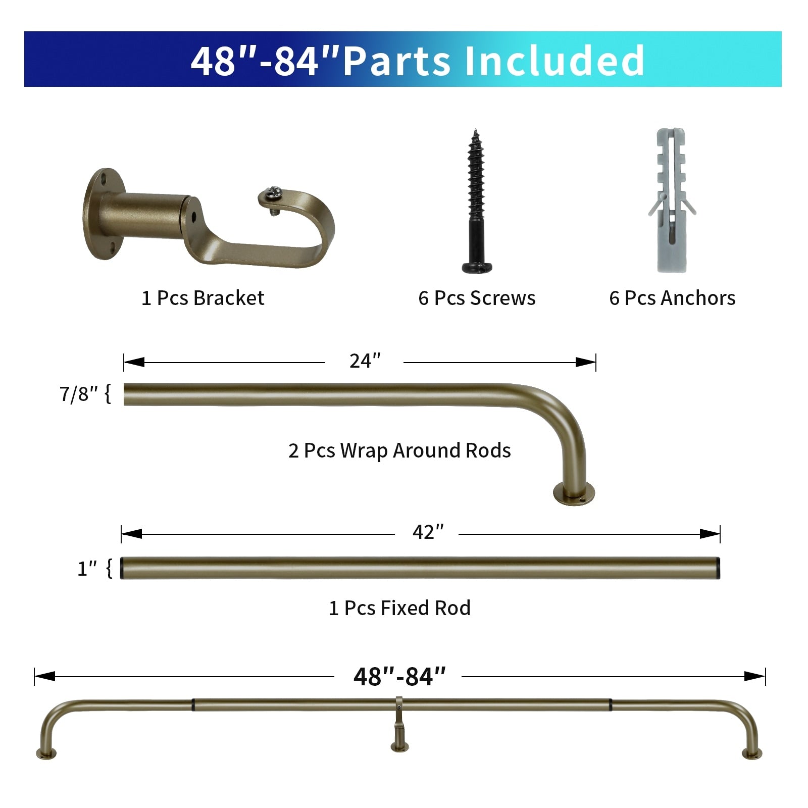 Energy-saving Wraparound Adjustable French Blackout Curtain Rod Set