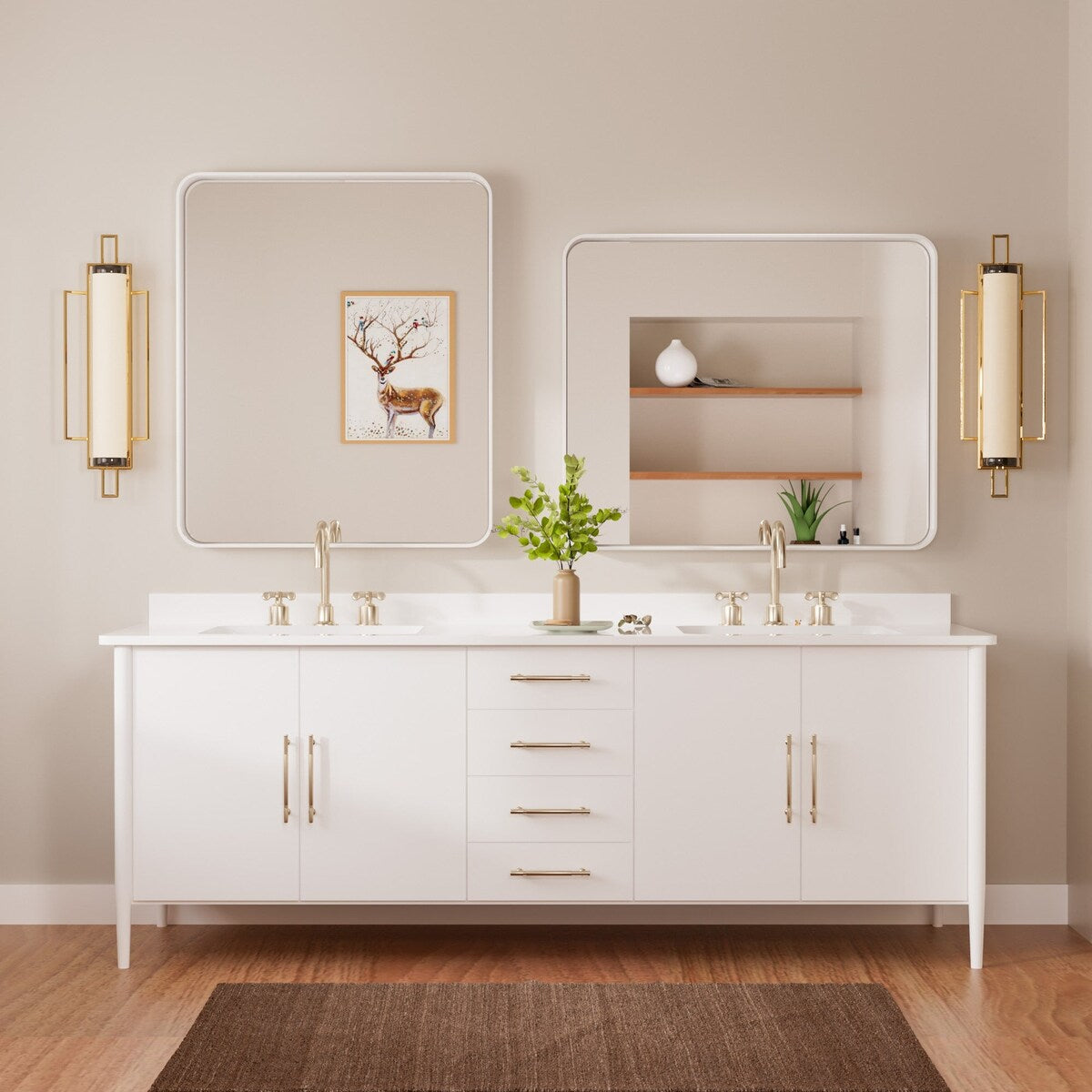 TETOTE Modern Metal Frame Wall Mounted Bathroom Vanity Mirror