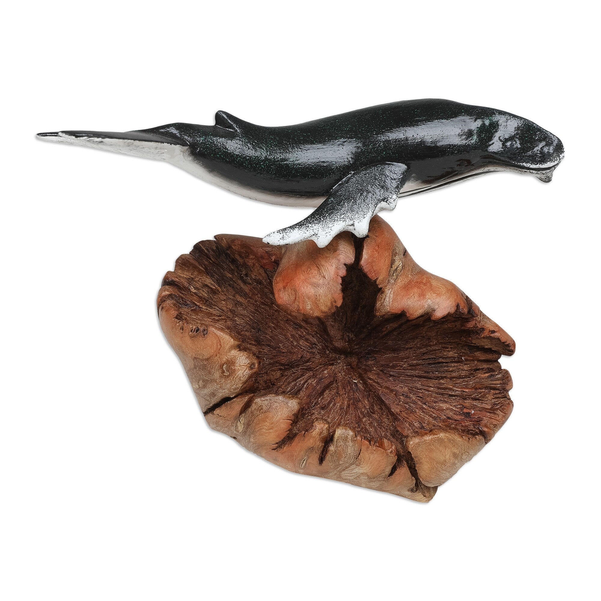 Novica Handmade Grey Whale Wood Sculpture