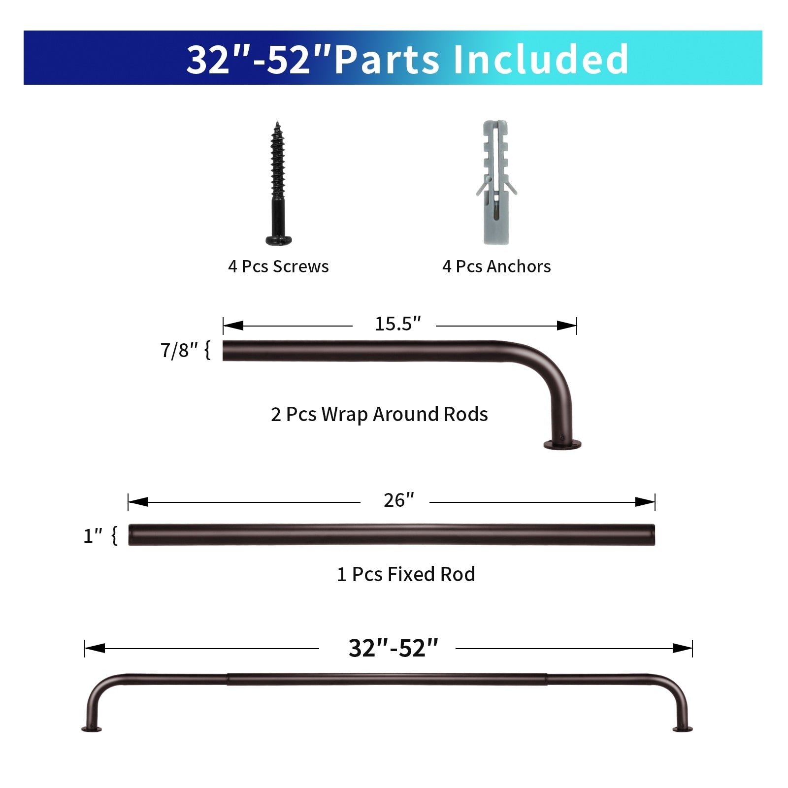 Energy-saving Wraparound Adjustable French Blackout Curtain Rod Set