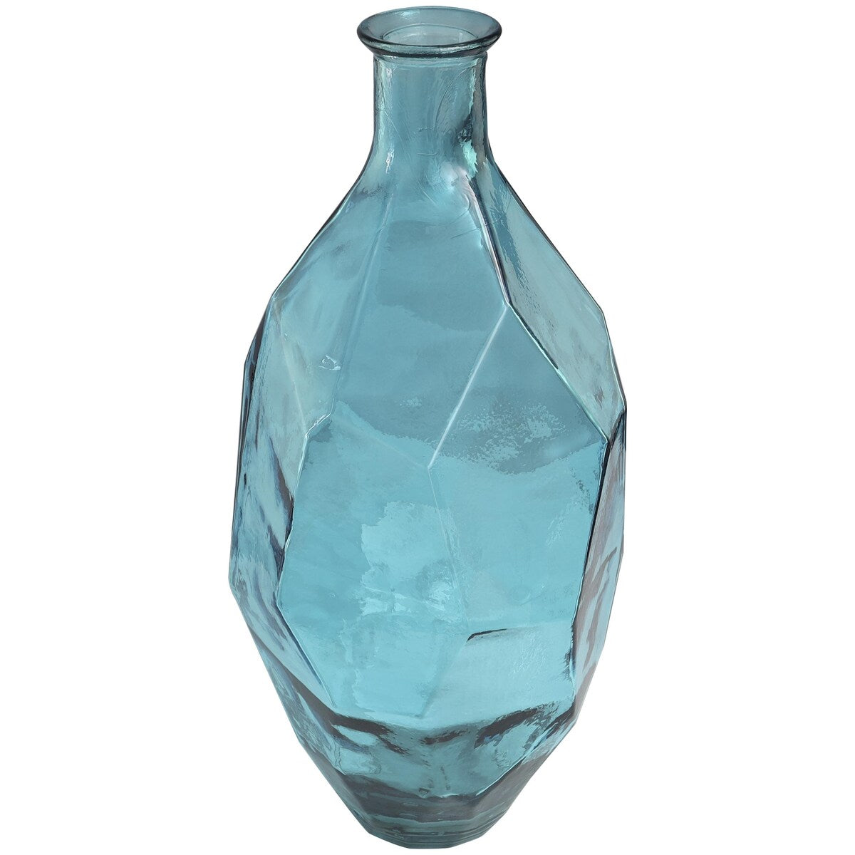 Recycled Glass Handmade Tall Spanish Bottleneck Decorative Vase - Blue or Teal - Roche River Decor