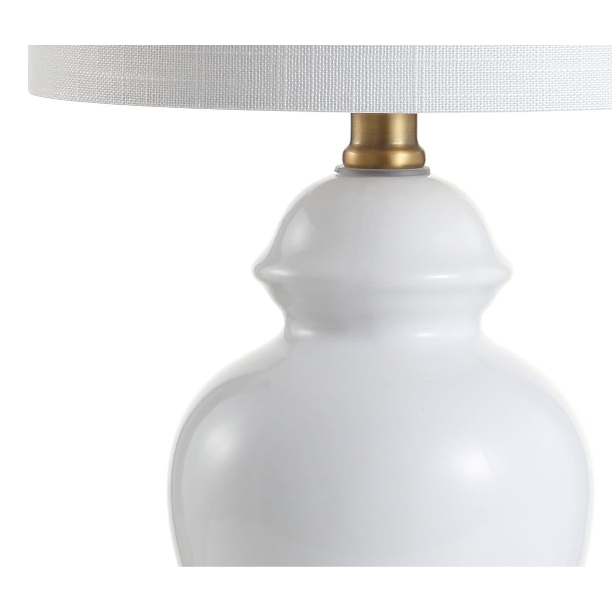 Perry 20 Ceramic/Metal LED Table Lamp, White/Brass Gold by JONATHAN Y