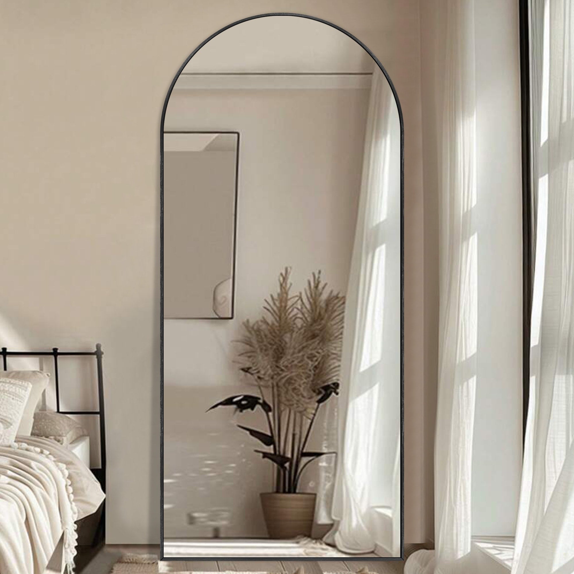 Modern Arched Full Length Aluminum Alloy Floor Mirror Standing Mirror