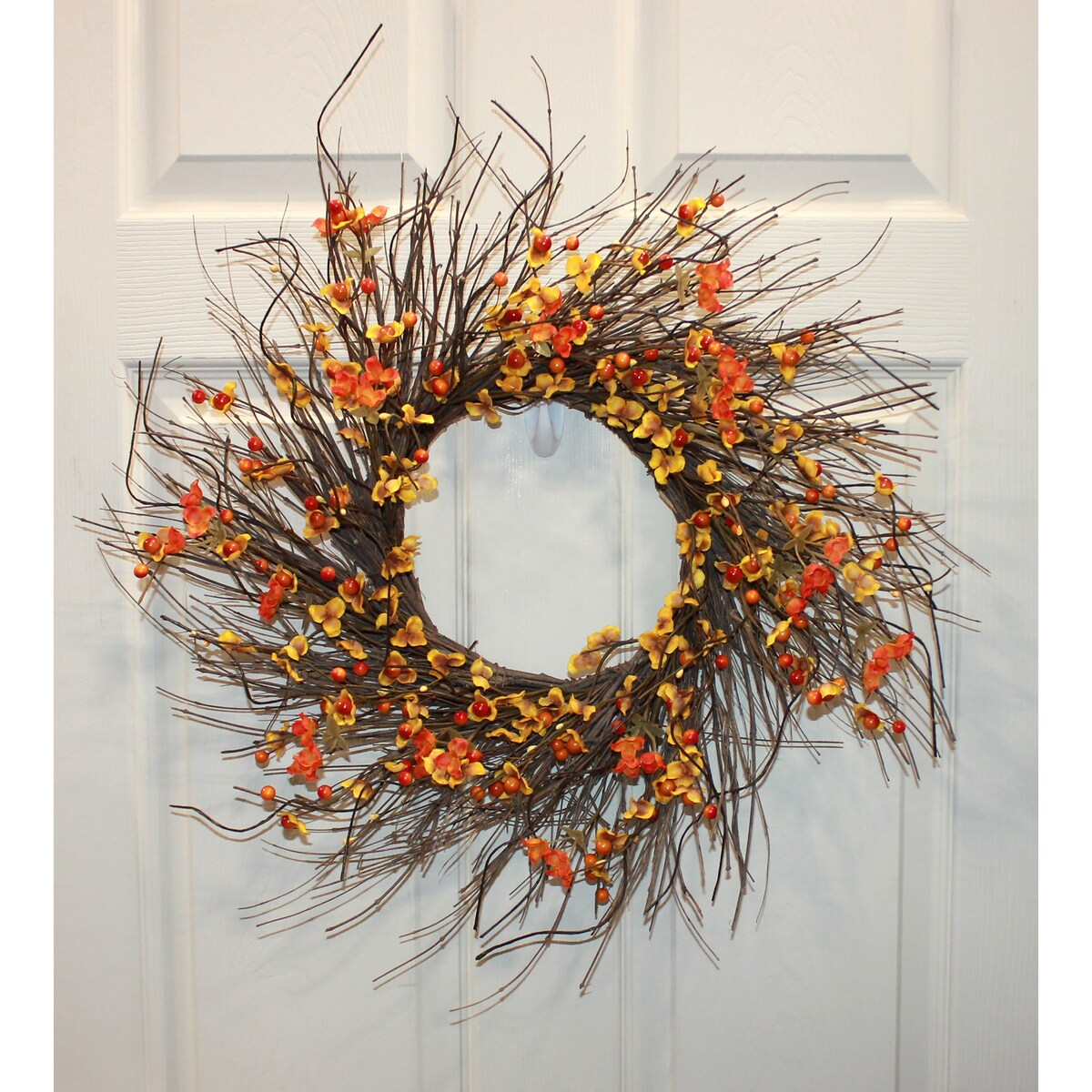 21 Fall Wreath with Artificial Bittersweet On Wild Natural Twigs - 21