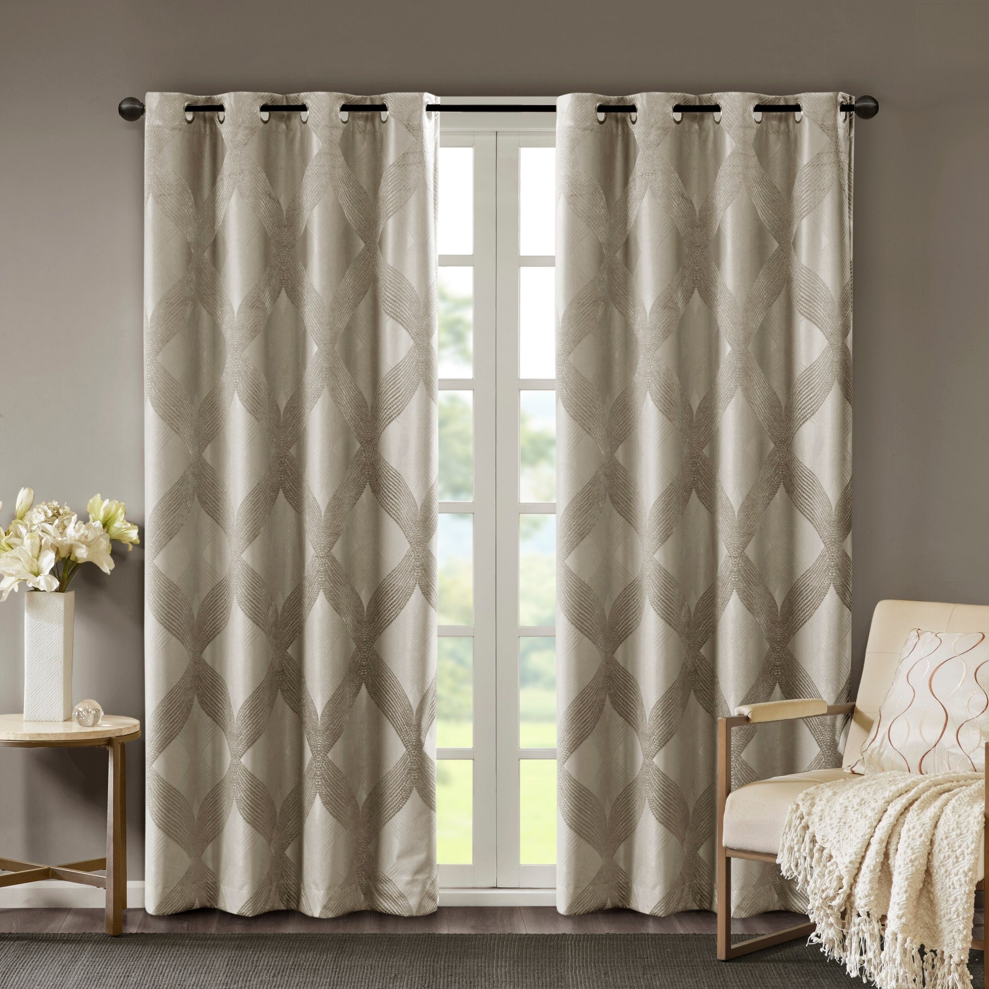 SunSmart Abel Ogee Knitted Jacquard Total Blackout Curtain Panel