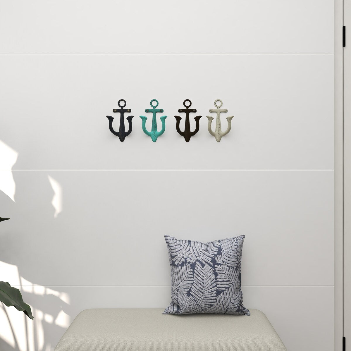 Metal Anchor Single Hanger Wall Hook - Set of 4 Multi Colored - Roche River Decor