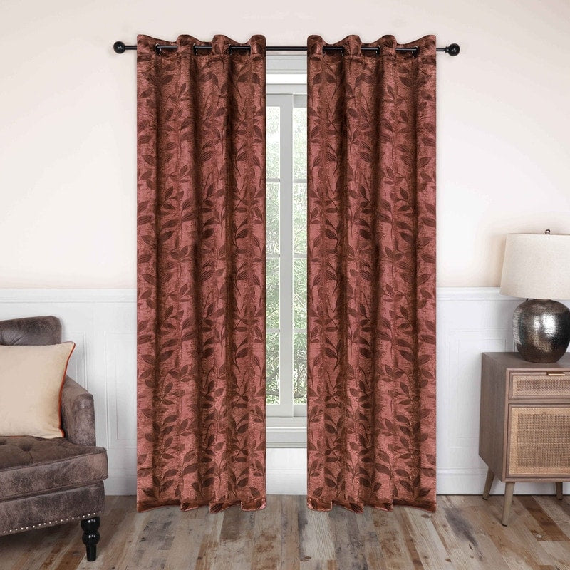 Superior Modern Bohemian Leaves Room Darkening Blackout Curtains, Rod Pocket or Grommets, Set of 2