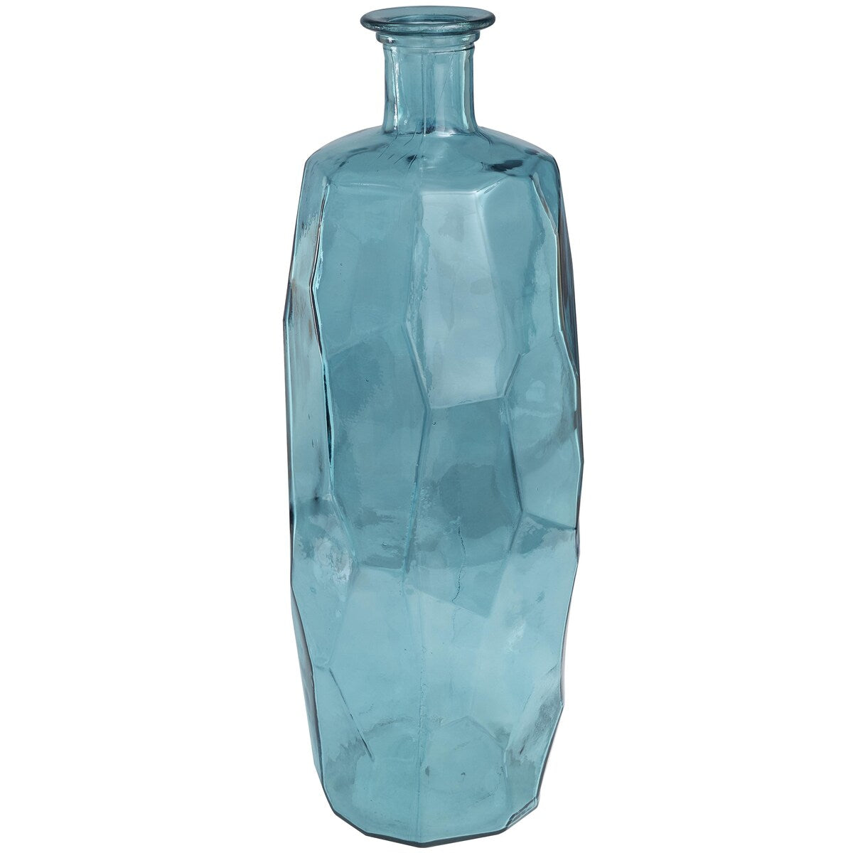 Recycled Glass Handmade Tall Spanish Bottleneck Decorative Vase - Blue or Teal - Roche River Decor