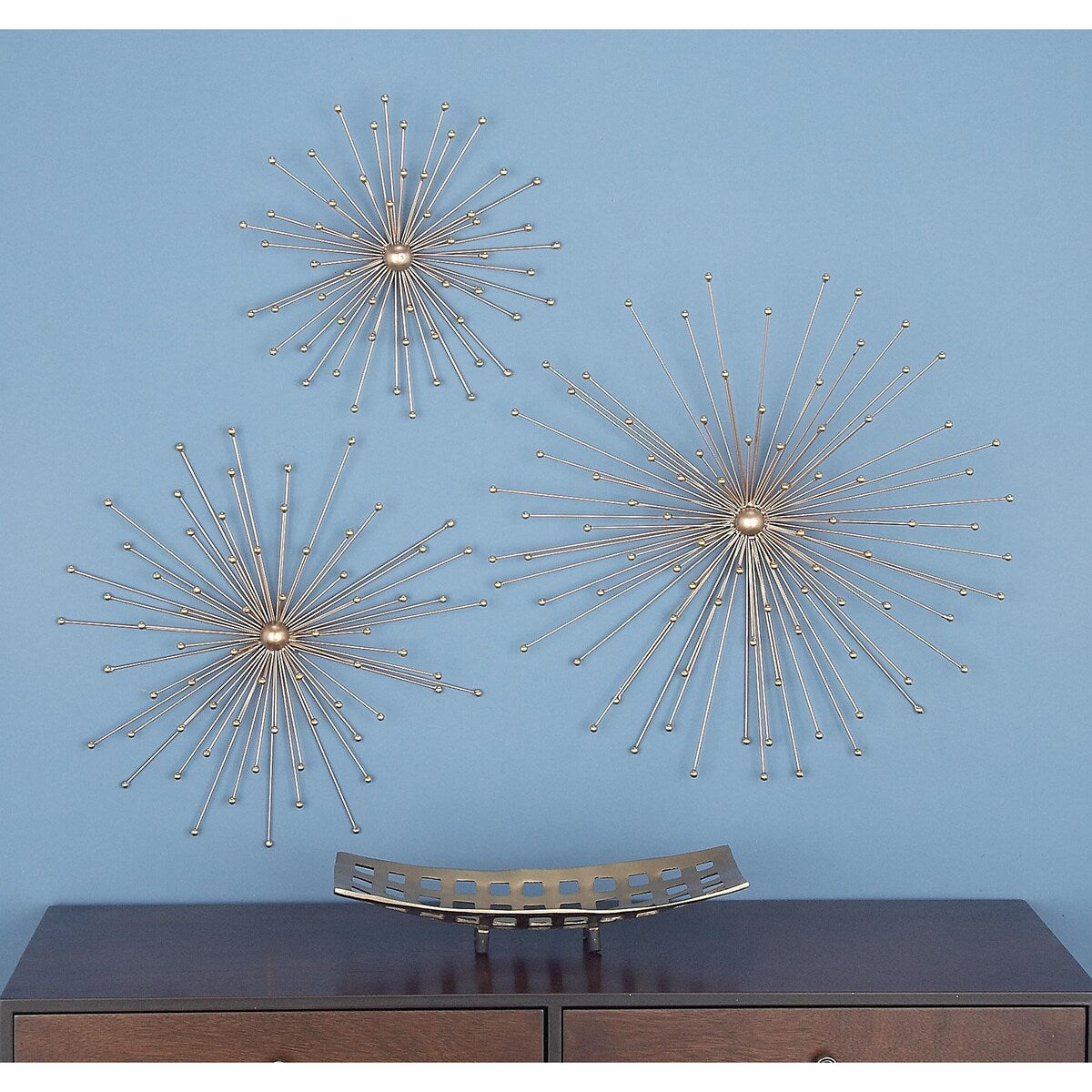 Metal Starburst 3D Home Wall Decor - Set of 3 Gold - Roche River Decor