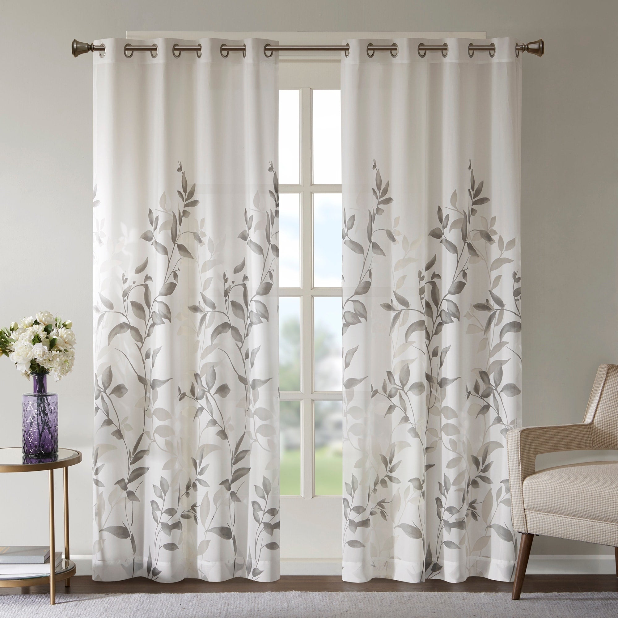 Madison Park Vera Burnout Printed Curtain Panel