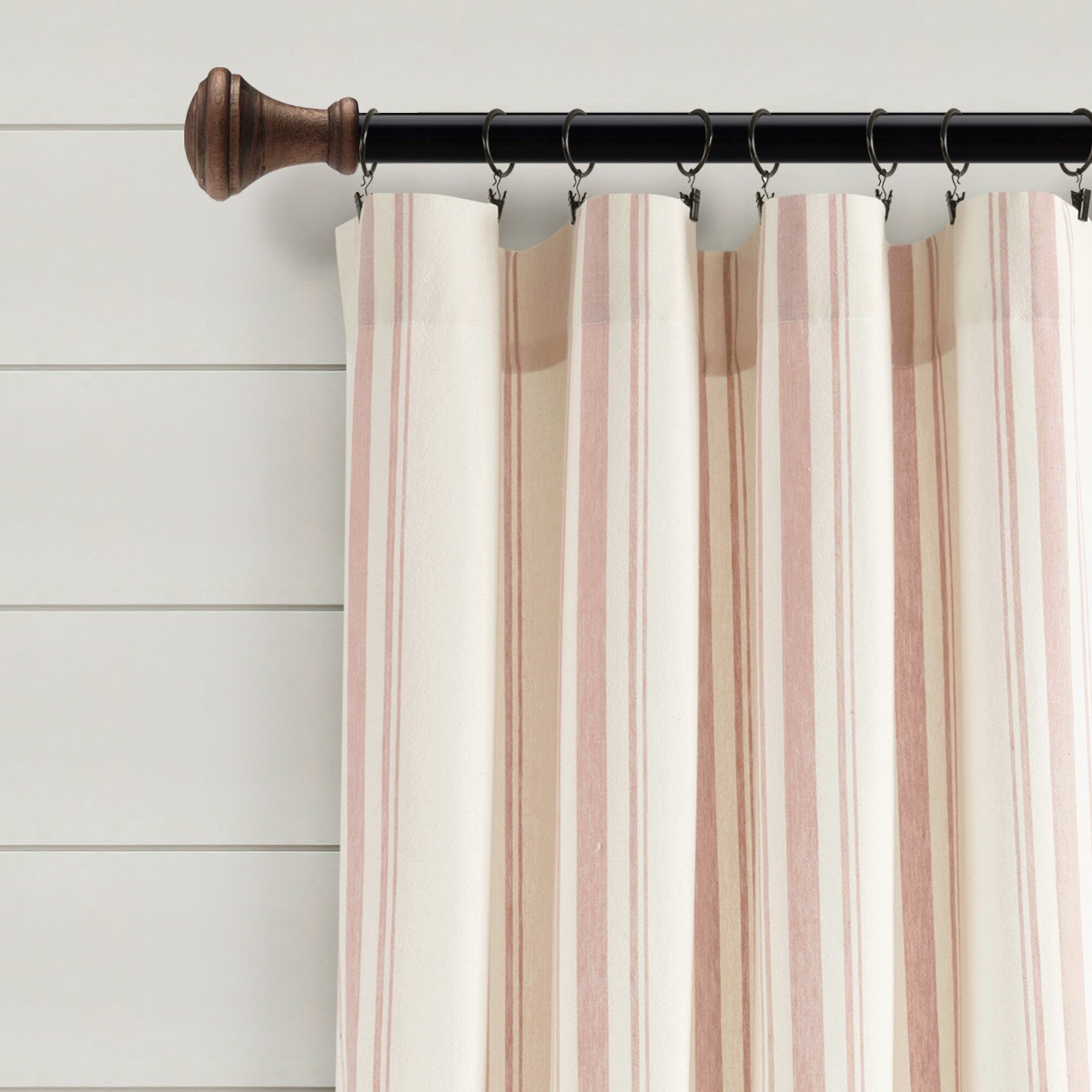 Lush Decor Farmhouse Stripe Yarn Dyed Cotton Window Curtain Panel Pair