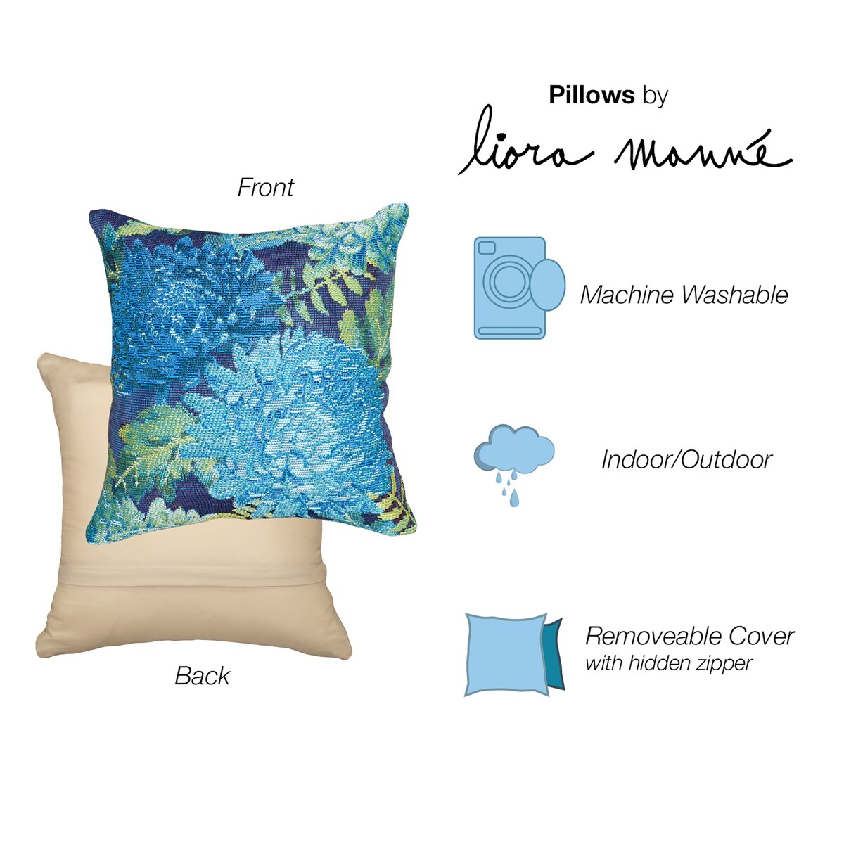 Liora Manne Marina Mums Indoor/Outdoor Pillow