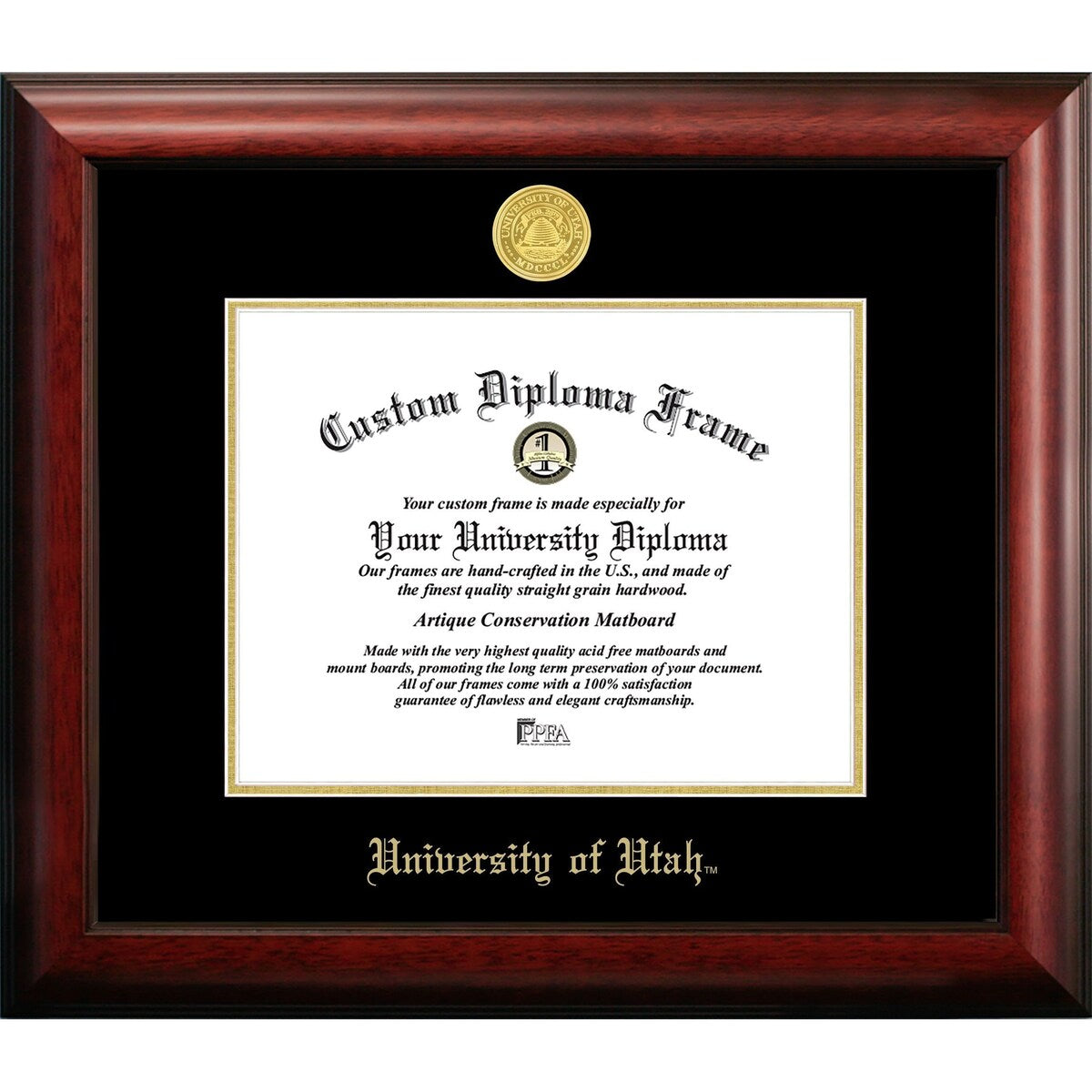 University of Utah 11w x 8.5h Gold Embossed Diploma Frame