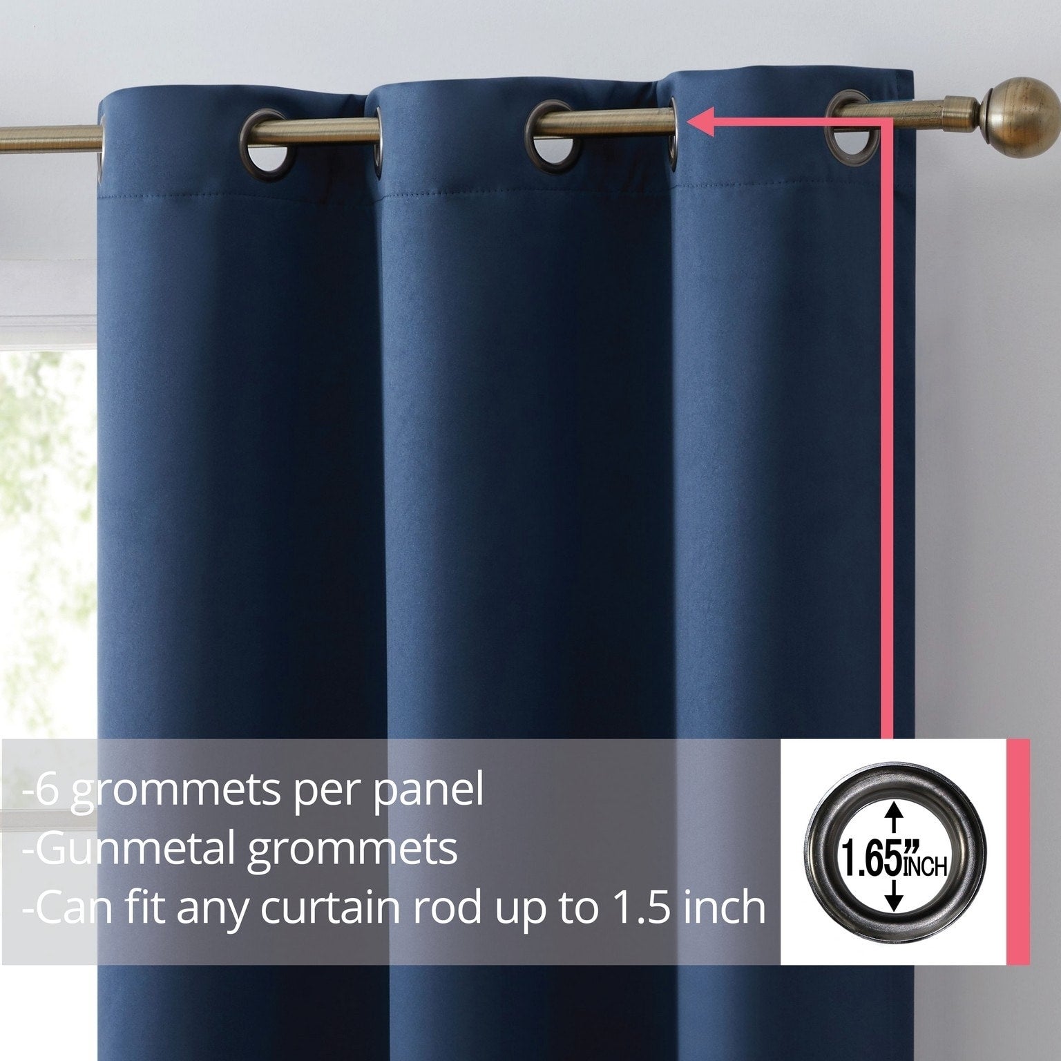 HLC.me Laurance 100% Blackout Curtains - Thermal Insulation Energy Efficient Grommet Window Curtains, Set of 2