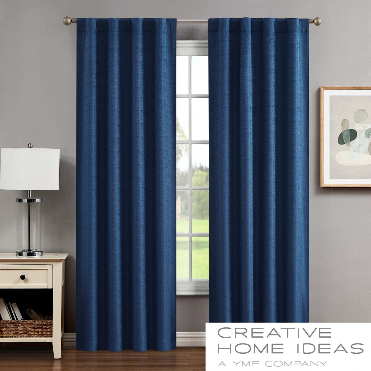 Creative Home Ideas Tobie Blackout Window Curtain, Room Darkening, Thermal Insulated, Back Tab. Set of 2 Panels with 2 Tiebacks