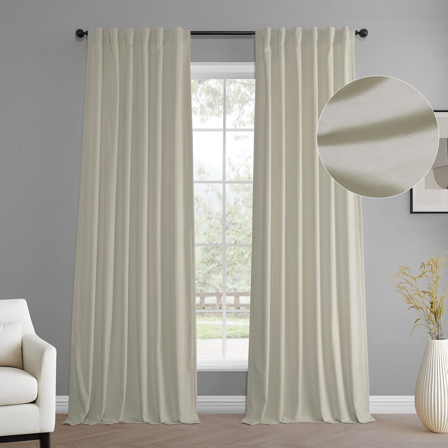 Exclusive Fabrics Simply Velvet Room Darkening Curtains 2 Panels Set - Velvet Window Curtains for Living Room & Bedroom