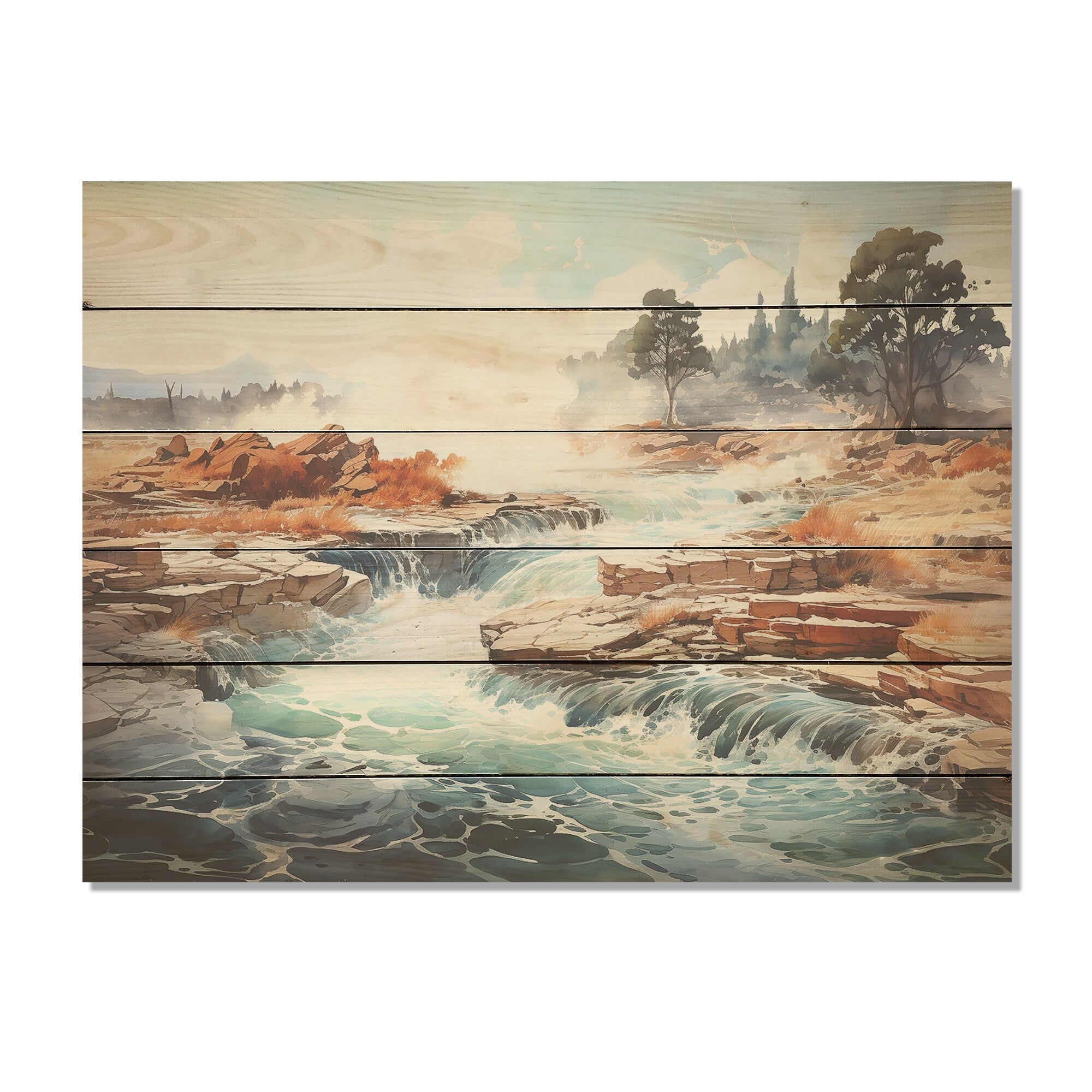 Designart Minimal Geyser Horizon I Geyser Wood Wall Decor - Country Beige Wood Panel On Natural Pine Wood