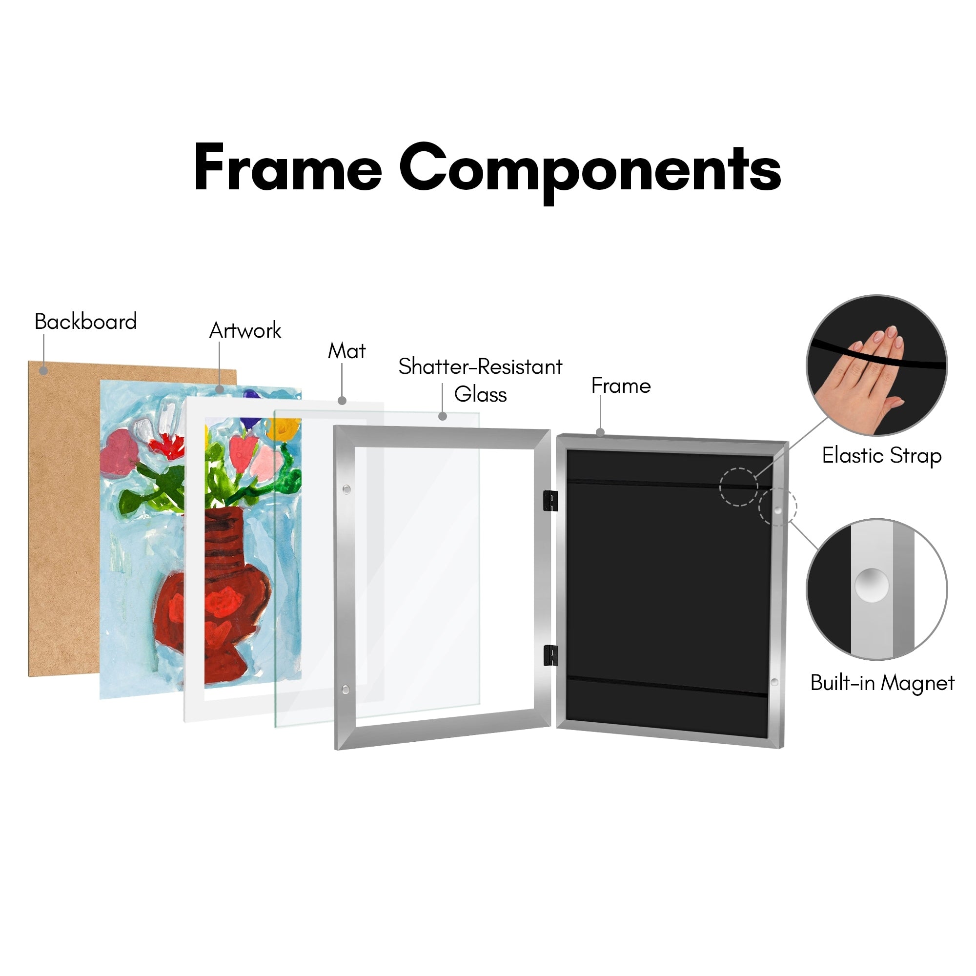 Americanflat 10x12.5 Front-loading Kids Art Frame with Mat