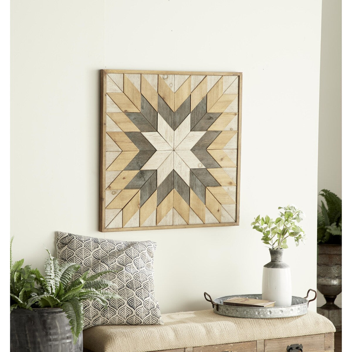 Wood Geometric Handmade Southwestern Home Wall Decor - Brown - Roche River Decor