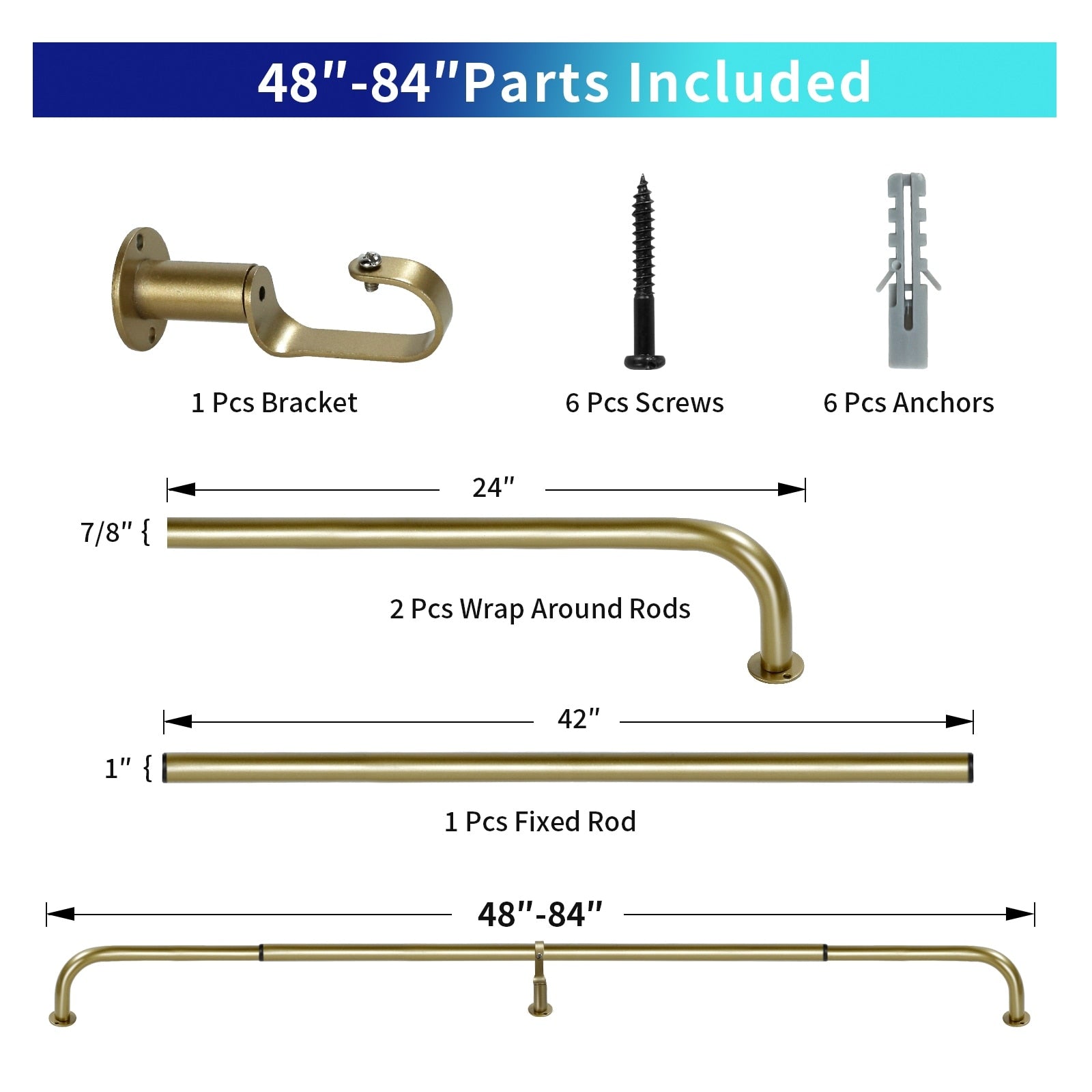 Energy-saving Wraparound Adjustable French Blackout Curtain Rod Set