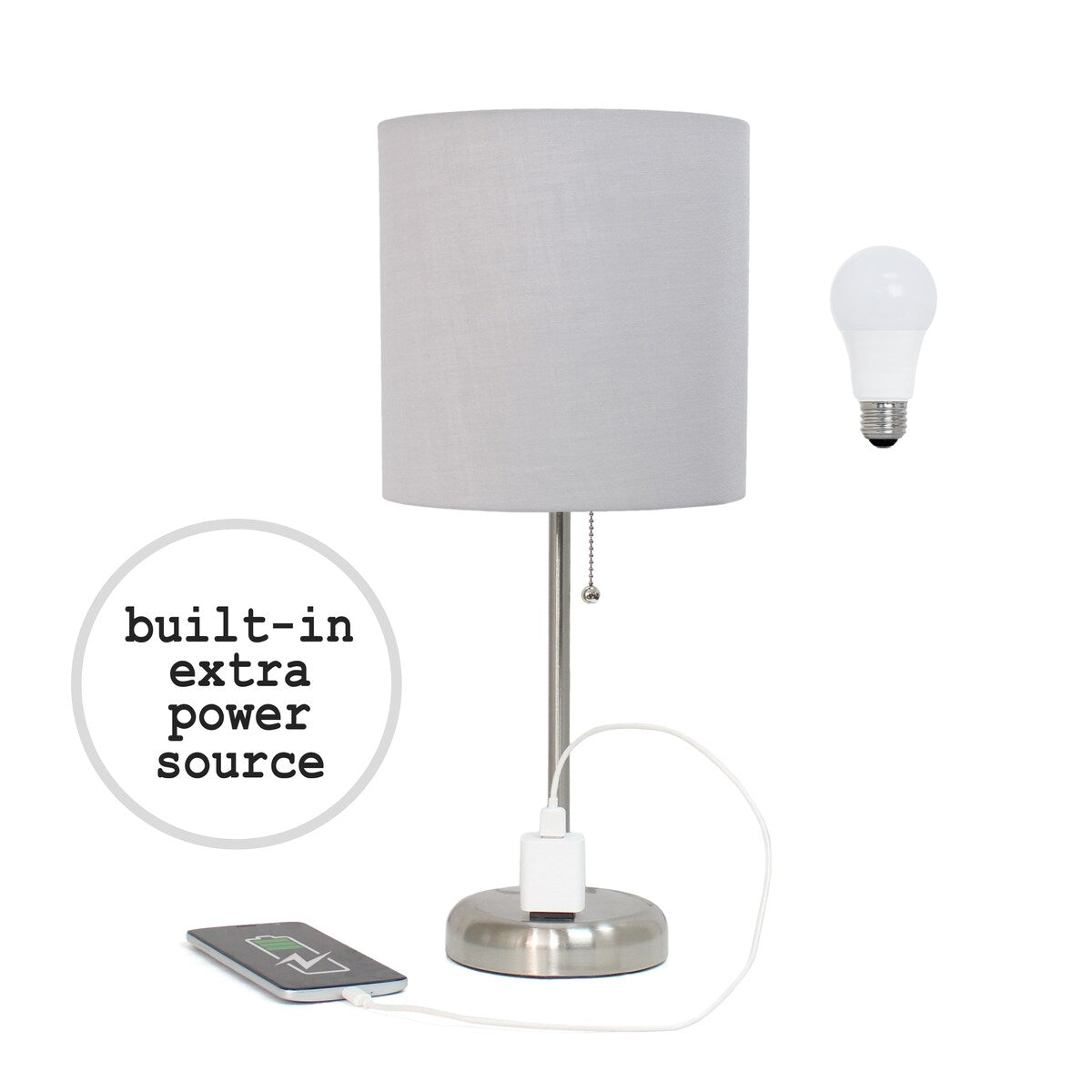 Simple Designs 9.5 Desk Lamp with Charging Outlet and LED Bulb Included - 19.50