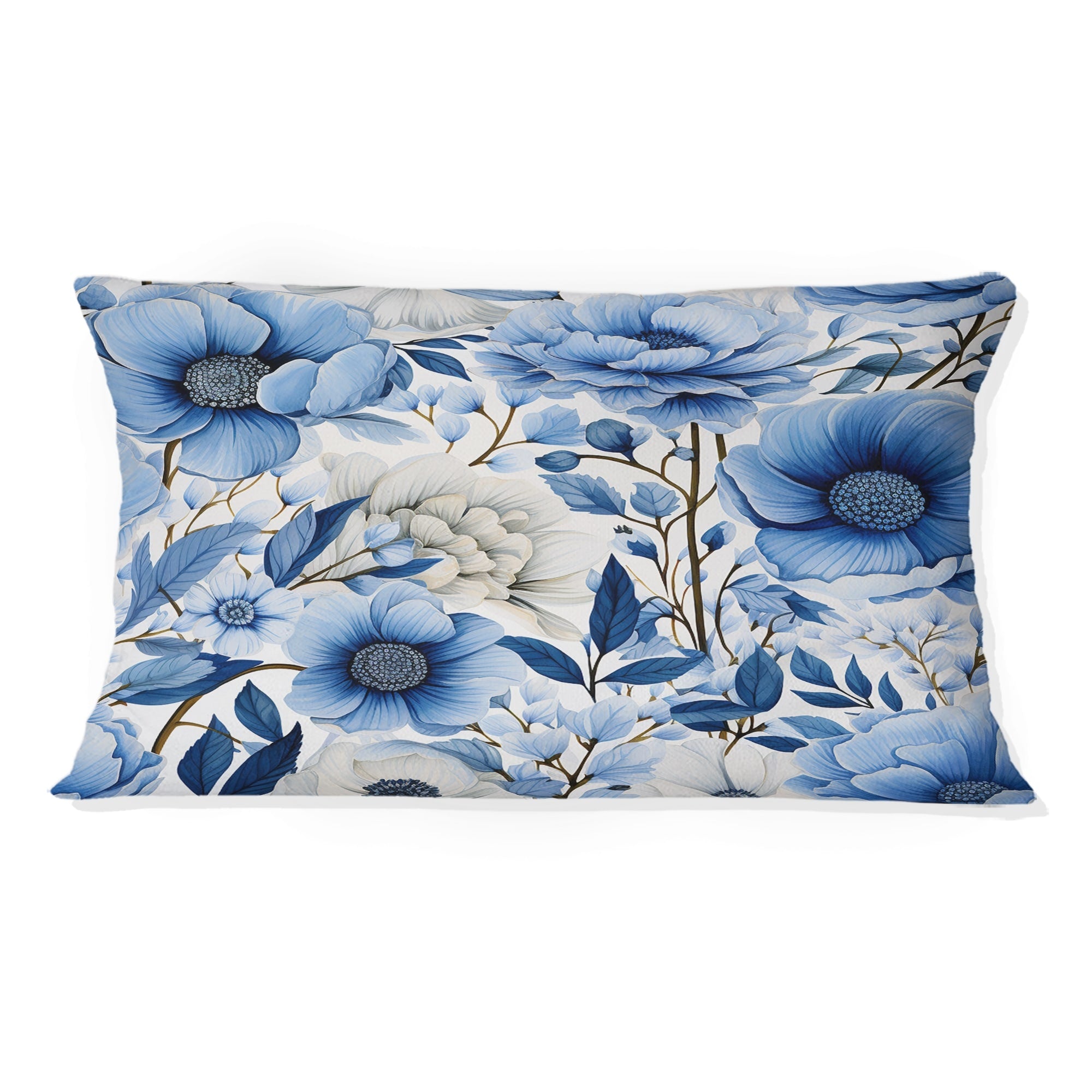 Designart Blue Watercolor Eccentric Floral Pattern I Floral Printed Throw Pillow