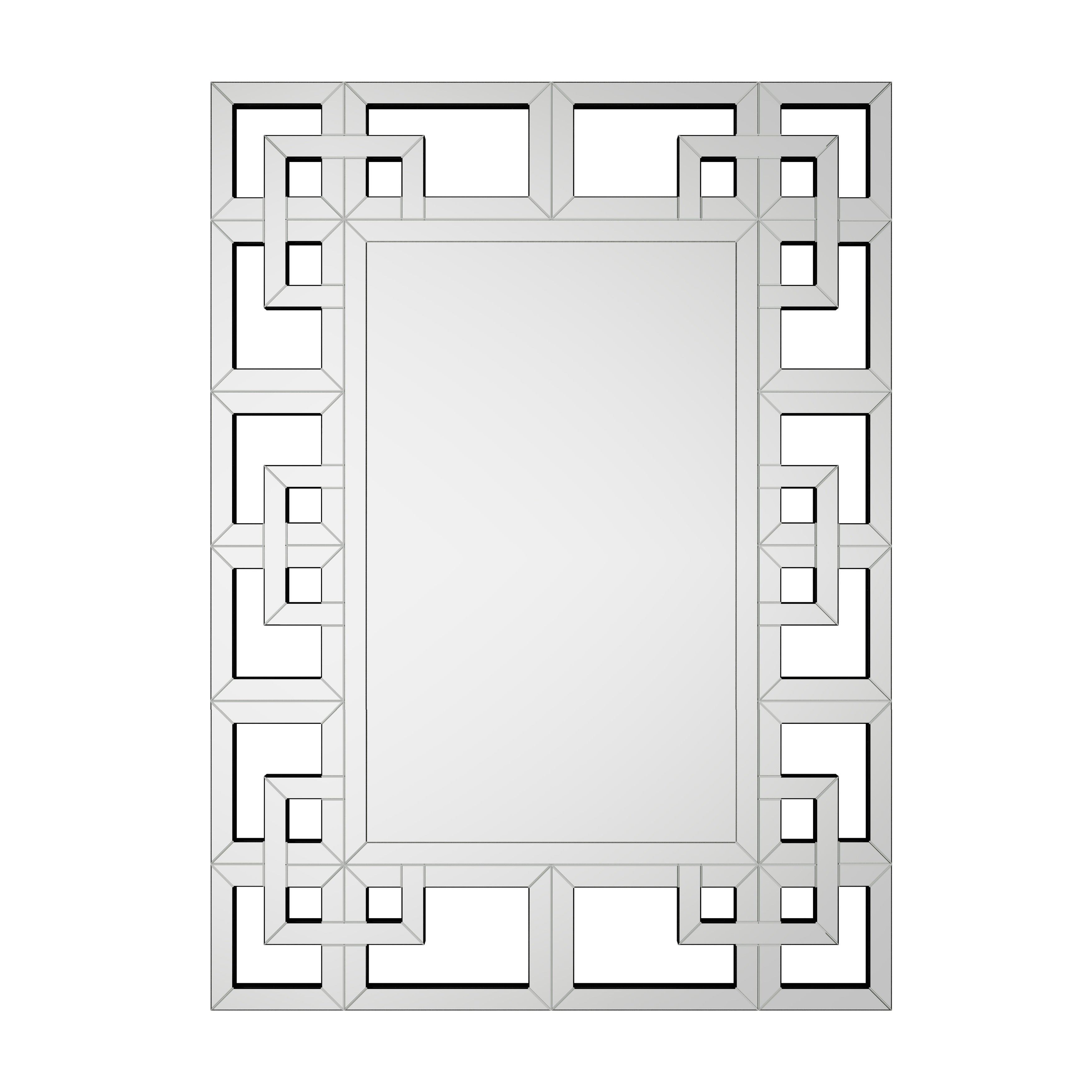 Large Wall Art Mirror Decor Silver Accent Geometric Frame