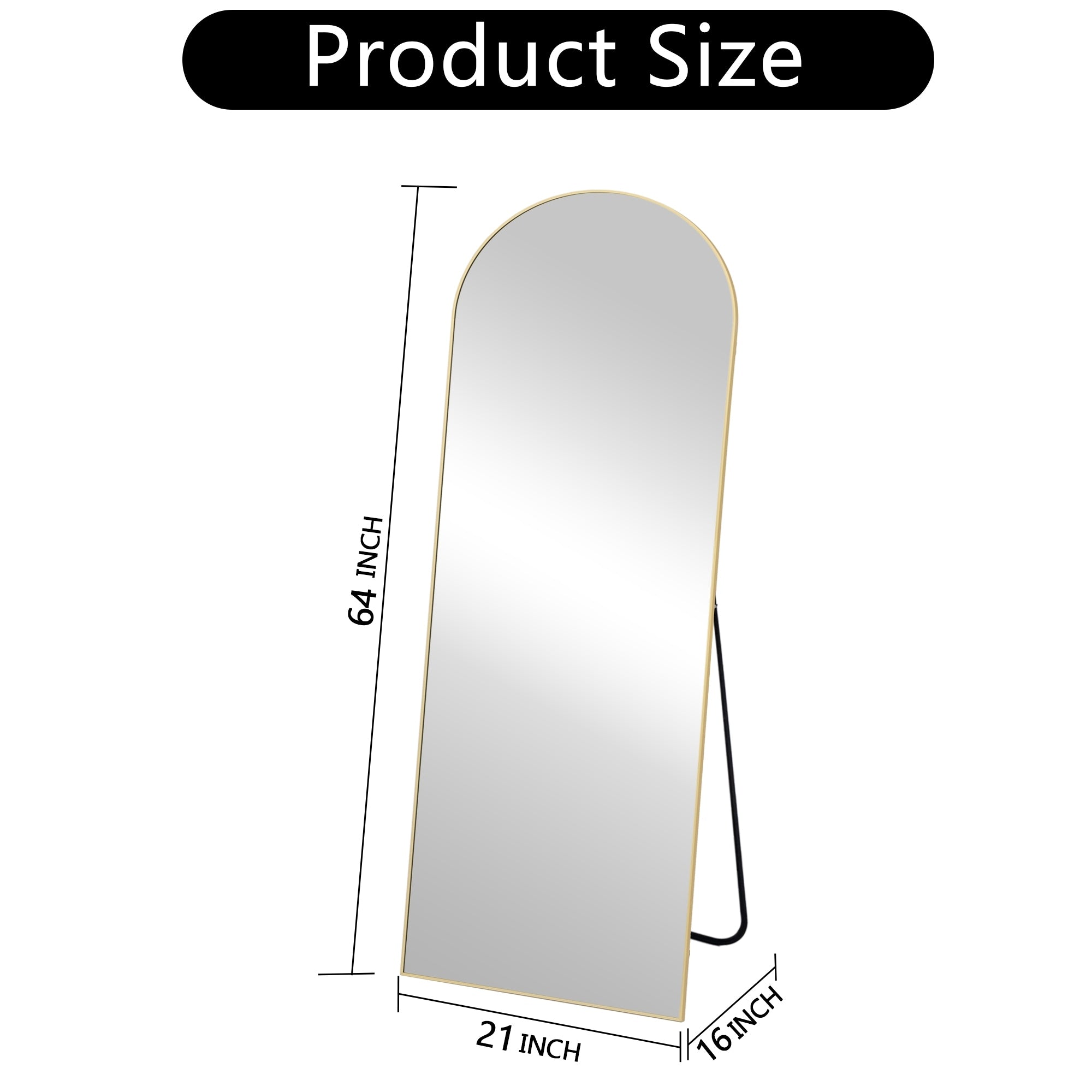 64x21Arch Full Length Floor Mirror with Stand Aluminum Alloy Frame,Wall-Mounted Mirror