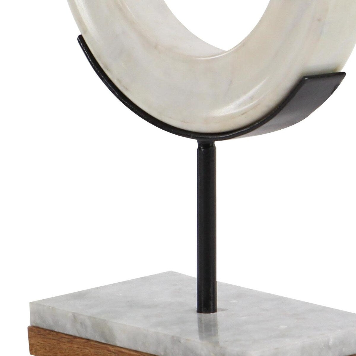 Marble Geometric Circle Decorative Sculpture with Marble Base - White - CosmoLiving by Cosmopolitan