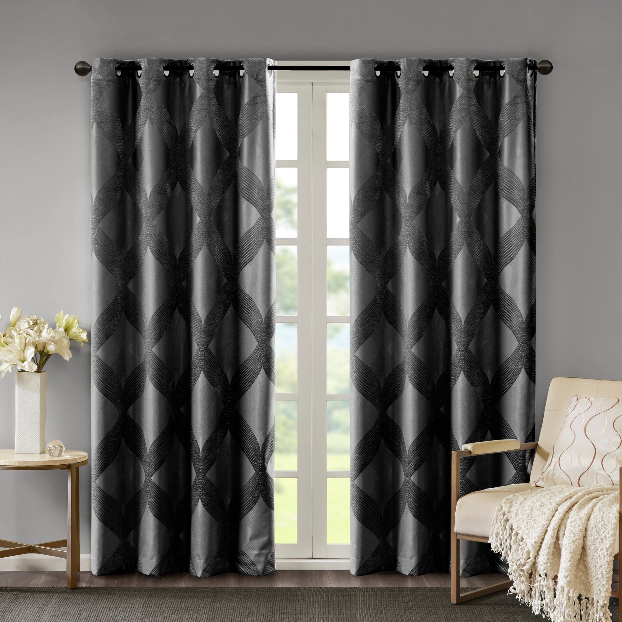 SunSmart Abel Ogee Knitted Jacquard Total Blackout Curtain Panel