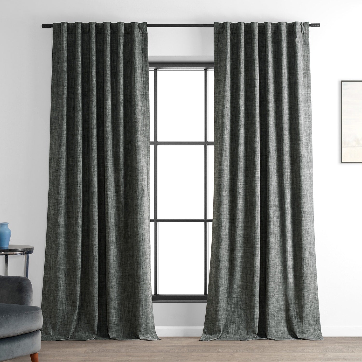 Exclusive Fabrics Performance Linen Luxury Blackout Curtains (1 Panel) - Thermal Insulation, Elegant Blackout Drapery